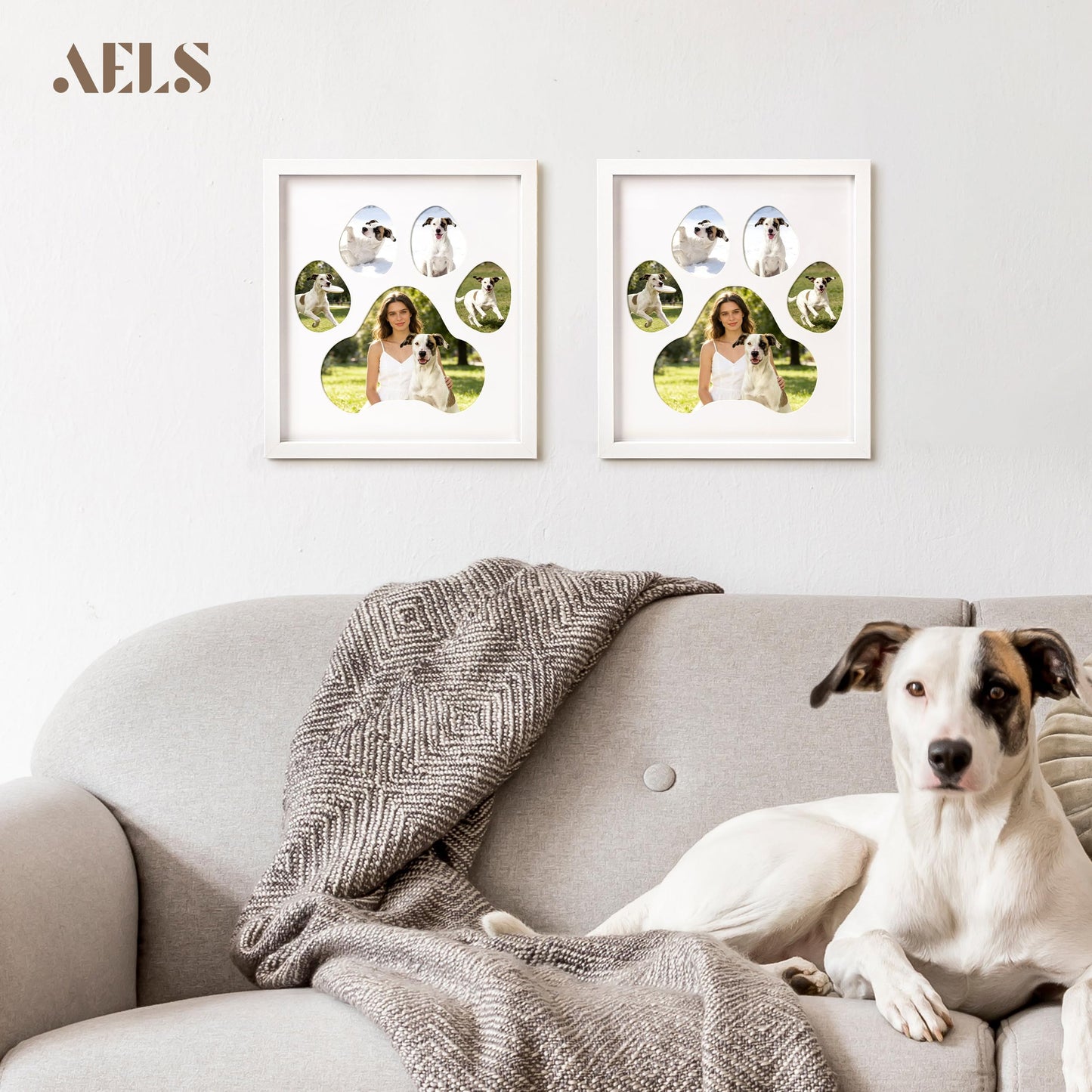AELS Dog Paw Print Photo Collage Frame, Holds 5 Pictures of Pets & Owners, Ideal Gift for Dog Lovers Moms & Dads, Black Pet Memorial Keepsake and Wall Décor, 10.24" x 11.4"