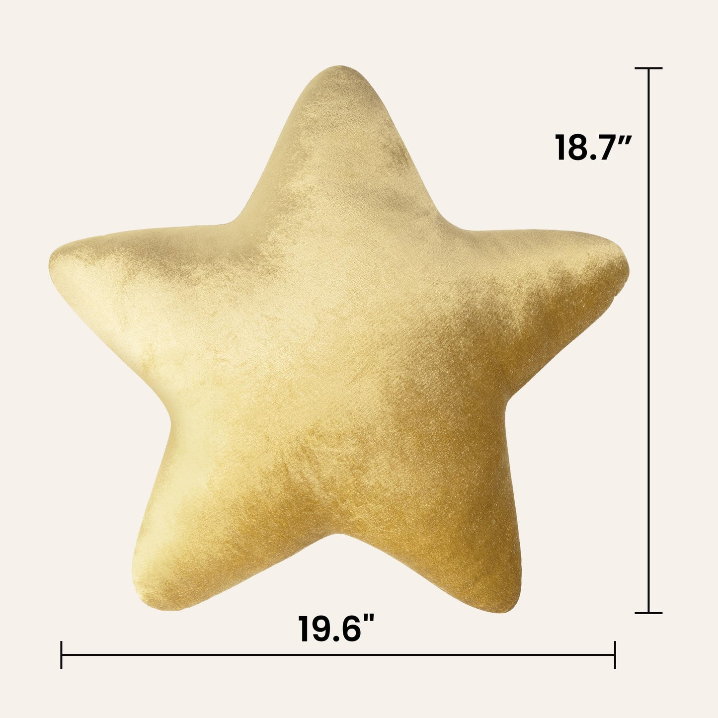 AELS Star Pillow - 19.6" Soft Velvet Star Shaped Decorative Throw Pillow for Couch, Bed, Living Room, Nursery, Home Decor Gift for Christmas, Birthday, Baby Shower, Gold