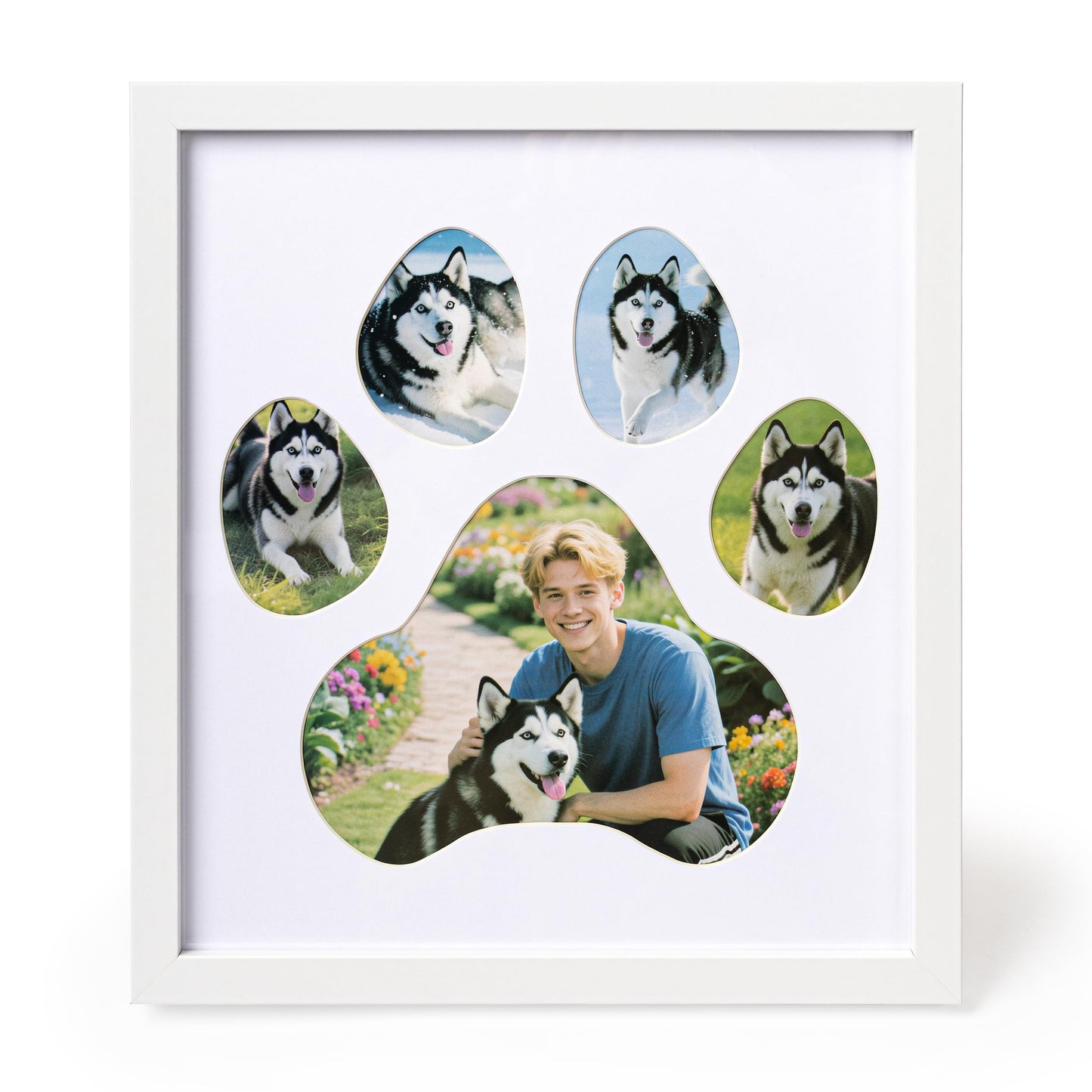 AELS Dog Paw Print Photo Collage Frame, Holds 5 Pictures of Pets & Owners, Ideal Gift for Dog Lovers Moms & Dads, Black Pet Memorial Keepsake and Wall Décor, 10.24" x 11.4"