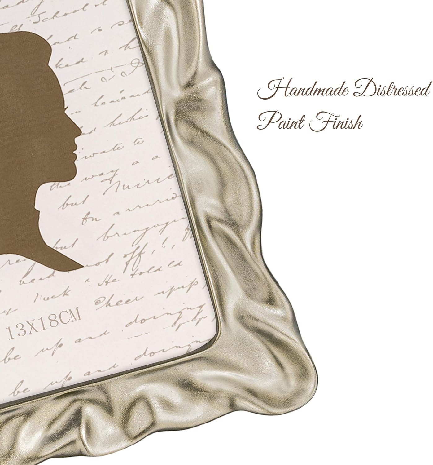 AELS 5x7 Inch Satin Nickel Ruffled Textured Scalloped Picture Frame, Wavy Organic Modern Mid Century Modern Antique Photo Frame with Glass Front, Tabletop Wall Hanging, Gift Ideas