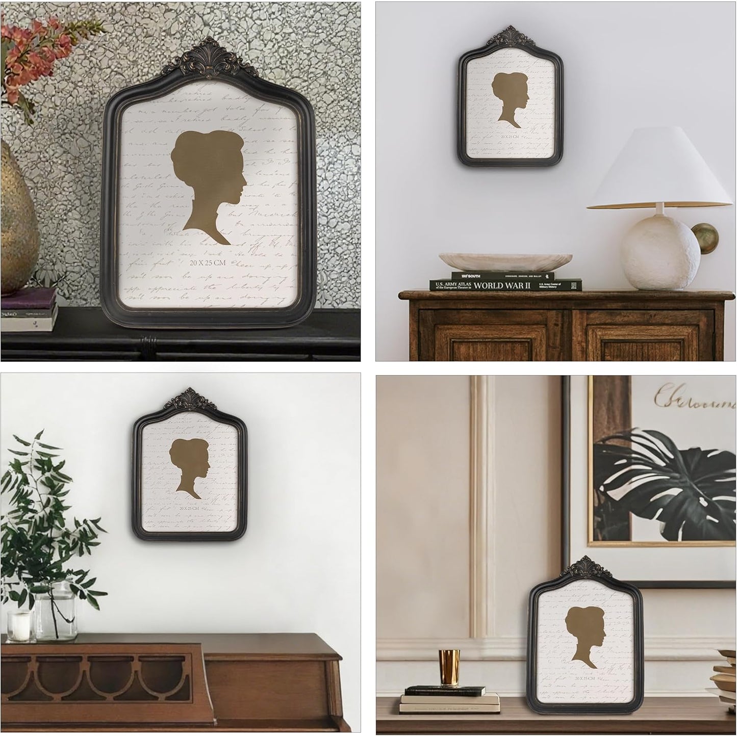 AELS 8x10 Inch Vintage Black Picture Frame, Elegant Antique Photo Frames with Glass Front, Photo Display, Tabletop Wall Hanging, Gift Ideas, Black and Bronze