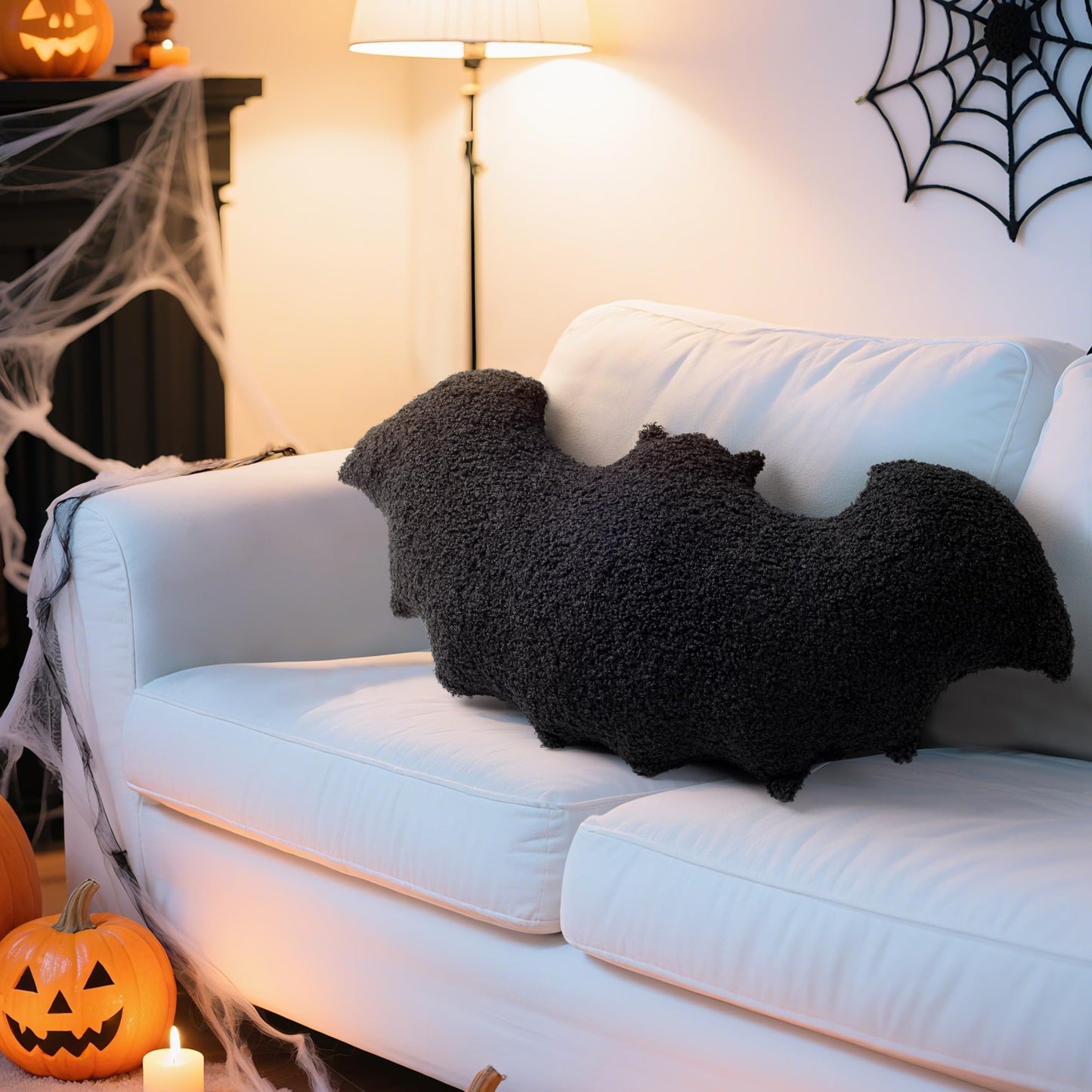 AELS Bat Pillow Set of 2, 23.6"&19.6" Bats Plush Pillow, Halloween Pillows for Holiday Party Home, Halloween Decorations for Living Room Bedroom, Black