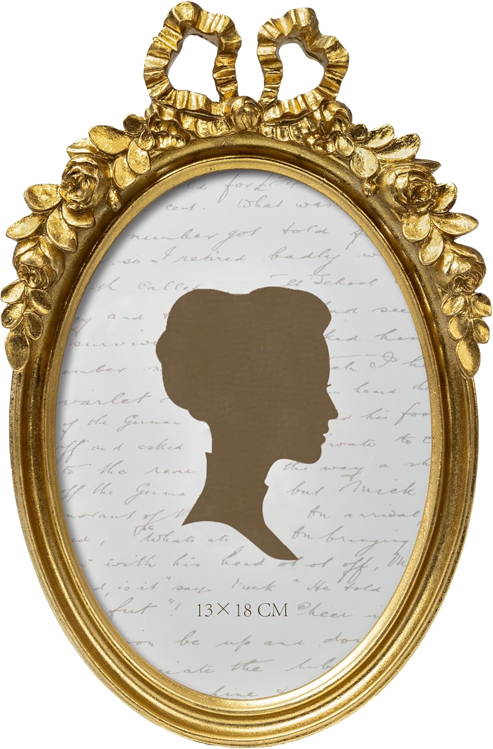 AELS 5x7 Inch Bow Vintage Picture Frame, Floral Rose Antique Oval Gold Photo Frames with Glass Front, Elegant Photo Display, Tabletop Wall Hanging, Gift Ideas