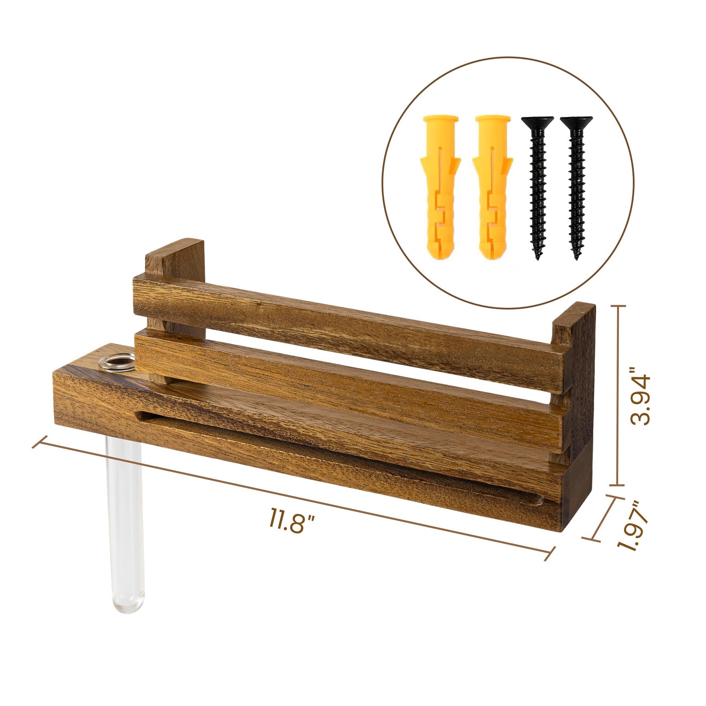 AELS Black Wall Mounted Key Holder with Acrylic Vase & Mail Organizer, Wooden Entryway Key Rack with 5.9" Test Tube Vase, Decorative Key Hanger with Slot for Keys and Letters, Gift Idea