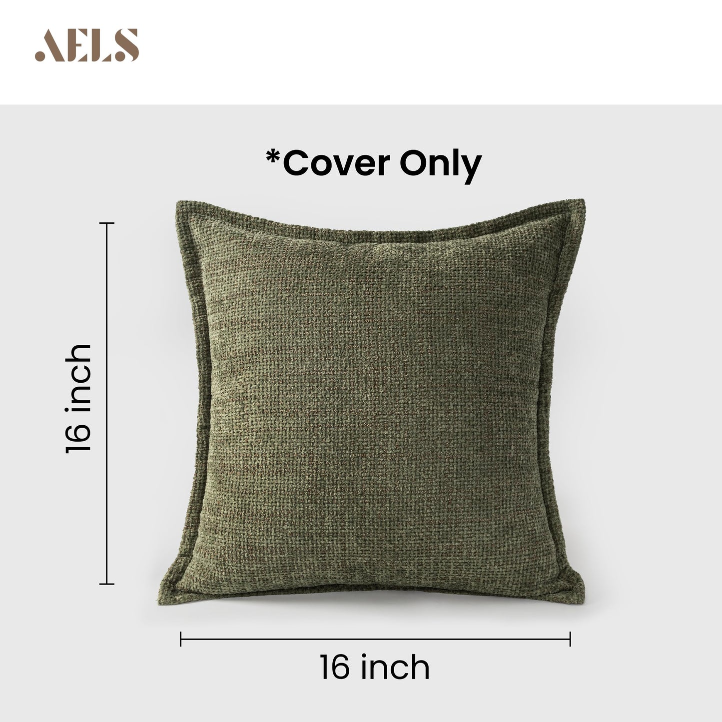 AELS 16x16 Decorative Chenille Farmhouse Throw Pillow Covers, Woven Pillow Case, Set of 2, Boho Textured Cushion Cover for Sofa Couch Living Room (Cover ONLY), Beige