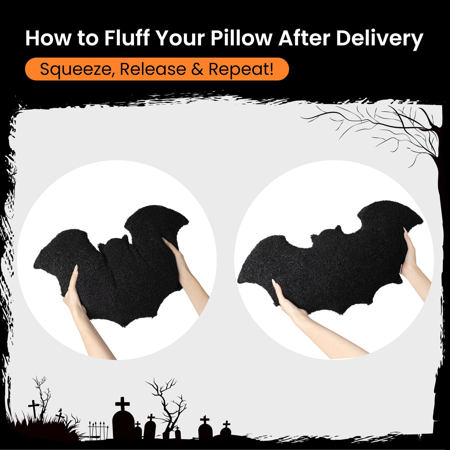 AELS Bat Pillow Set of 2, 23.6"&19.6" Bats Plush Pillow, Halloween Pillows for Holiday Party Home, Halloween Decorations for Living Room Bedroom, Black
