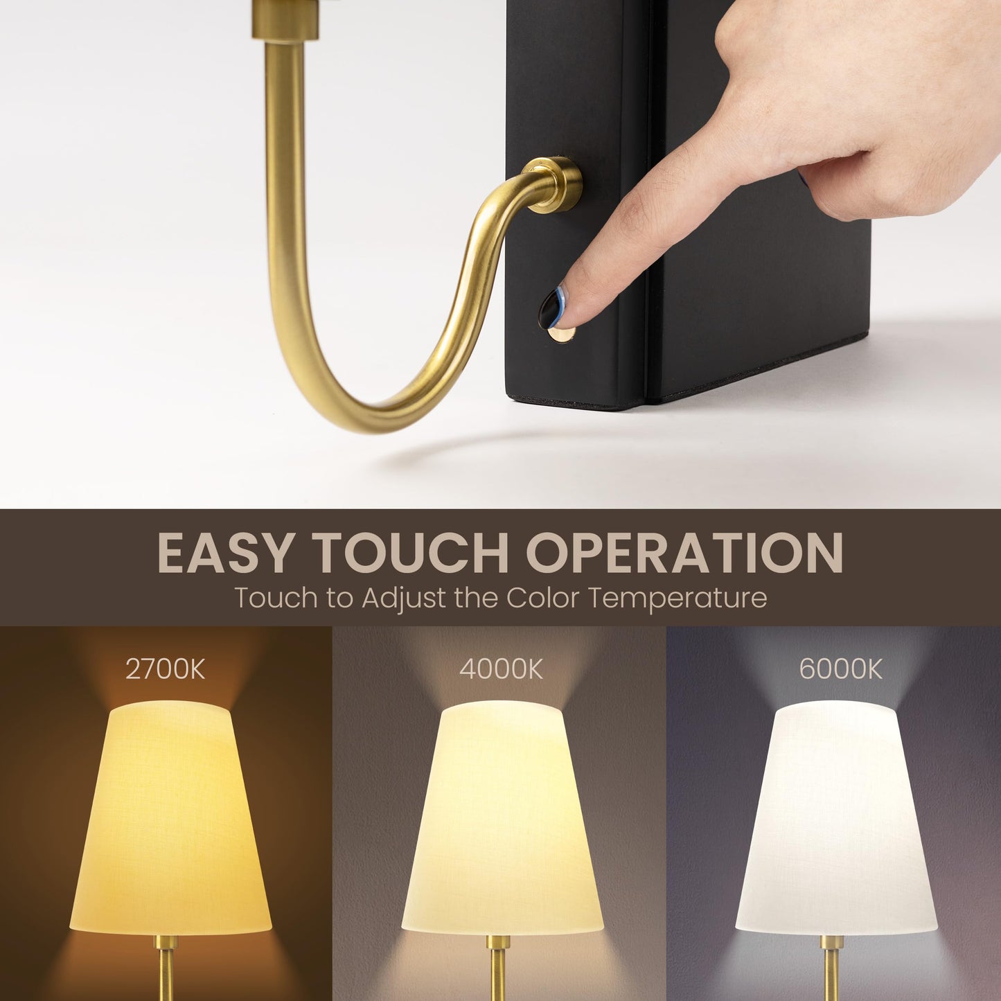 AELS Wooden Bookshelf Lamp with Bulb, Cordless Touch Dimmable Table Lamp with Linen Fabric Shade, Battery Operated, Modern Decorative Bookend, Book Sconce for Office Home Bedroom Bookshelf, Dark Brown