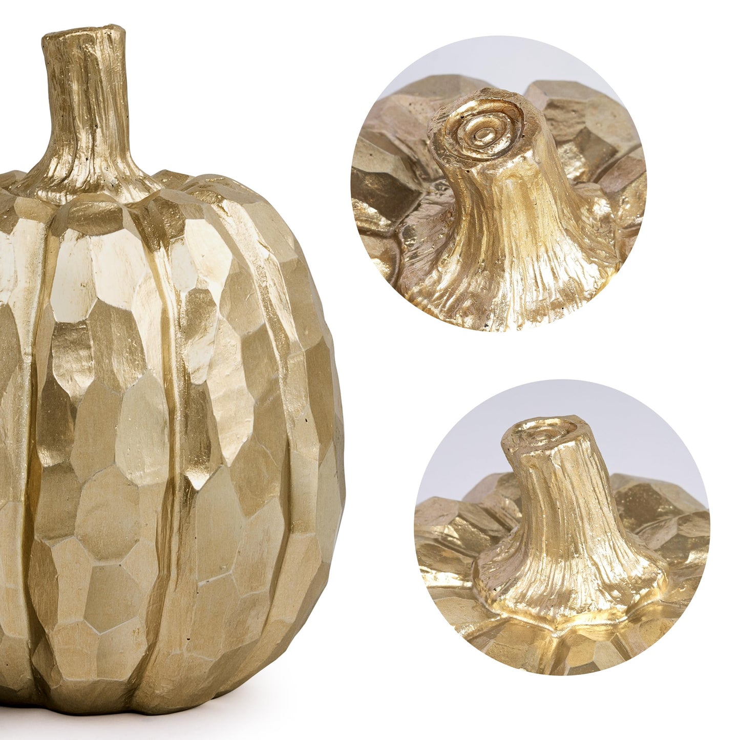 AELS 5.9" Tall Modern Pumpkins Fall Decor Indoor, Set of 2 Elegant Tabletop Decorations, Resin Artificial Pumpkins Decor for Fall Table Runner, Office, Holiday Party Home, Golden