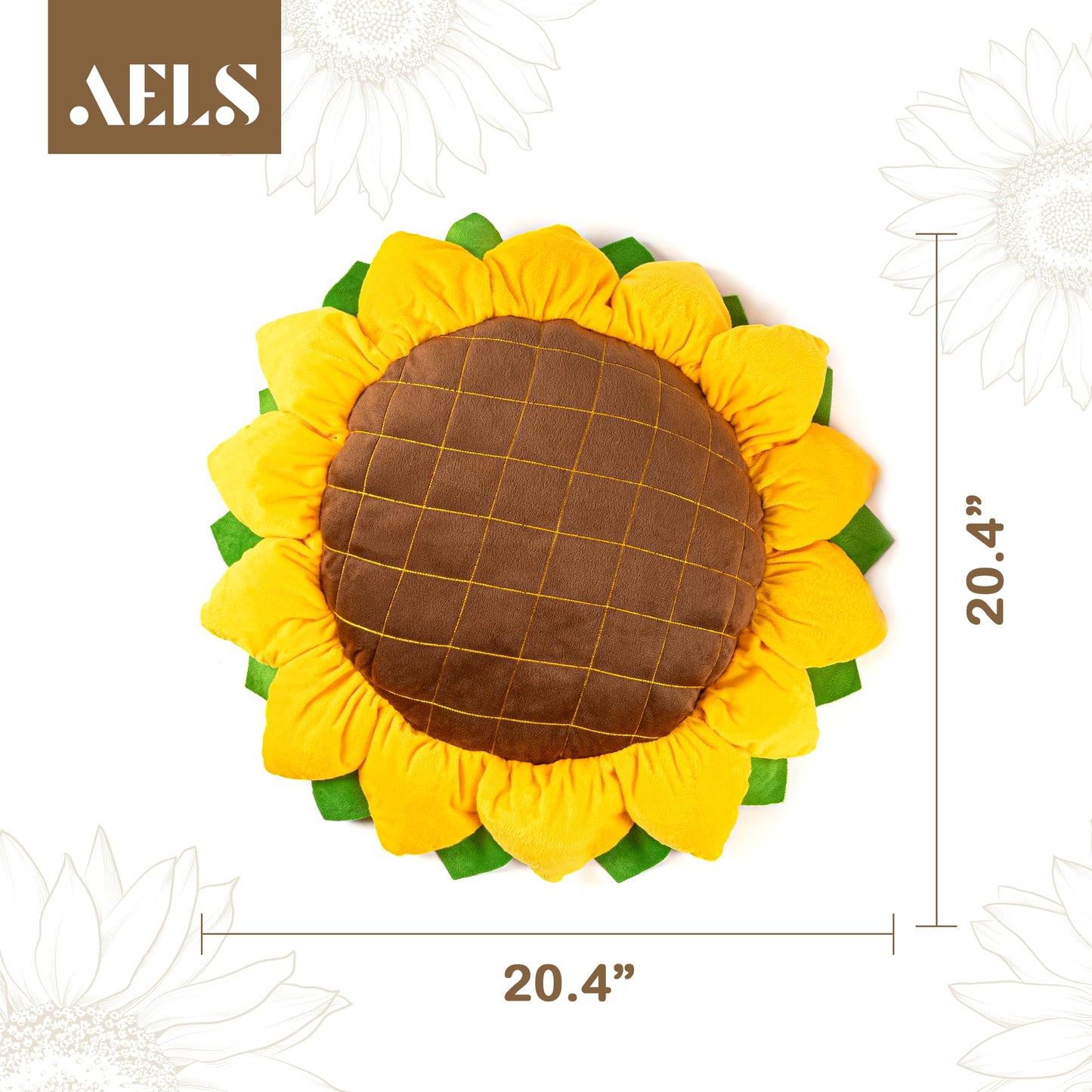 AELS 20.4" Sunflower Pillow, 3D Decorative Throw Pillow, Cute Sunflower Decor for Plant Lover, Sofa Couch Living Room Bedroom Nursery Decor, Yellow