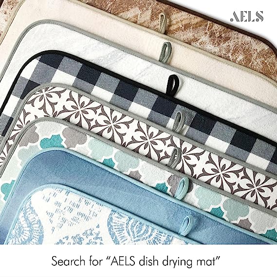AELS XL 24 x 18 Dish Drying Mat, Set of 2, for Kitchen Counter, White  Marble Reversible Absorbent Microfiber Dish Drainer/Rack Pads with Hanging  Loop — AELS Home
