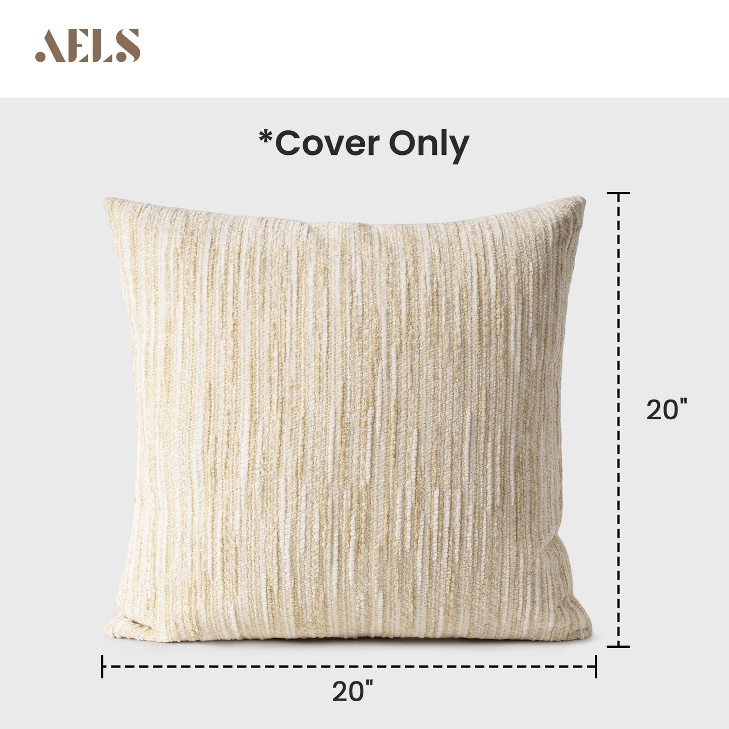 AELS 18x18 Decorative Farmhouse Throw Pillow Covers, Chenille Striped Pillow Case, Set of 2, Boho Textured Cushion Cover for Sofa Couch Living Room (Cover ONLY), Black and White