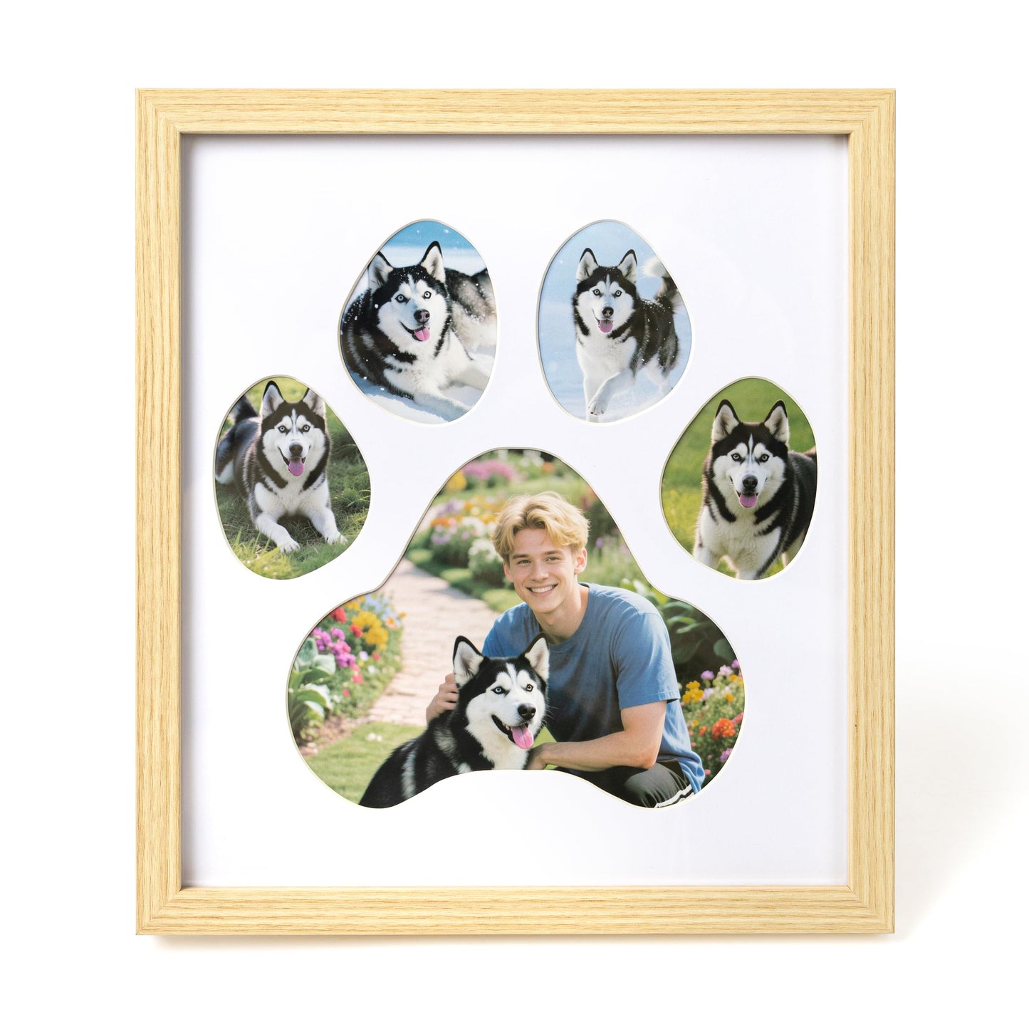 AELS Dog Paw Print Photo Collage Frame, Holds 5 Pictures of Pets & Owners, Ideal Gift for Dog Lovers Moms & Dads, Black Pet Memorial Keepsake and Wall Décor, 10.24" x 11.4"
