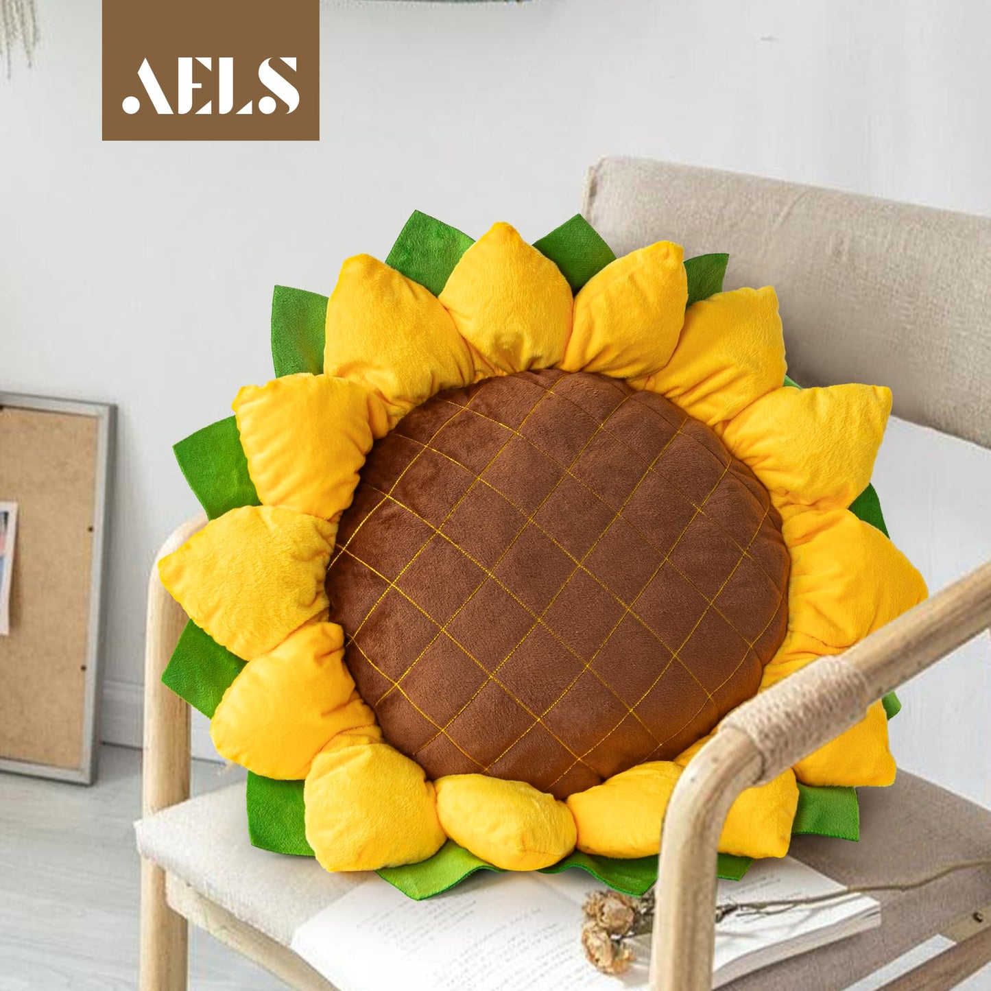 AELS 20.4" Sunflower Pillow, 3D Decorative Throw Pillow, Cute Sunflower Decor for Plant Lover, Sofa Couch Living Room Bedroom Nursery Decor, Yellow