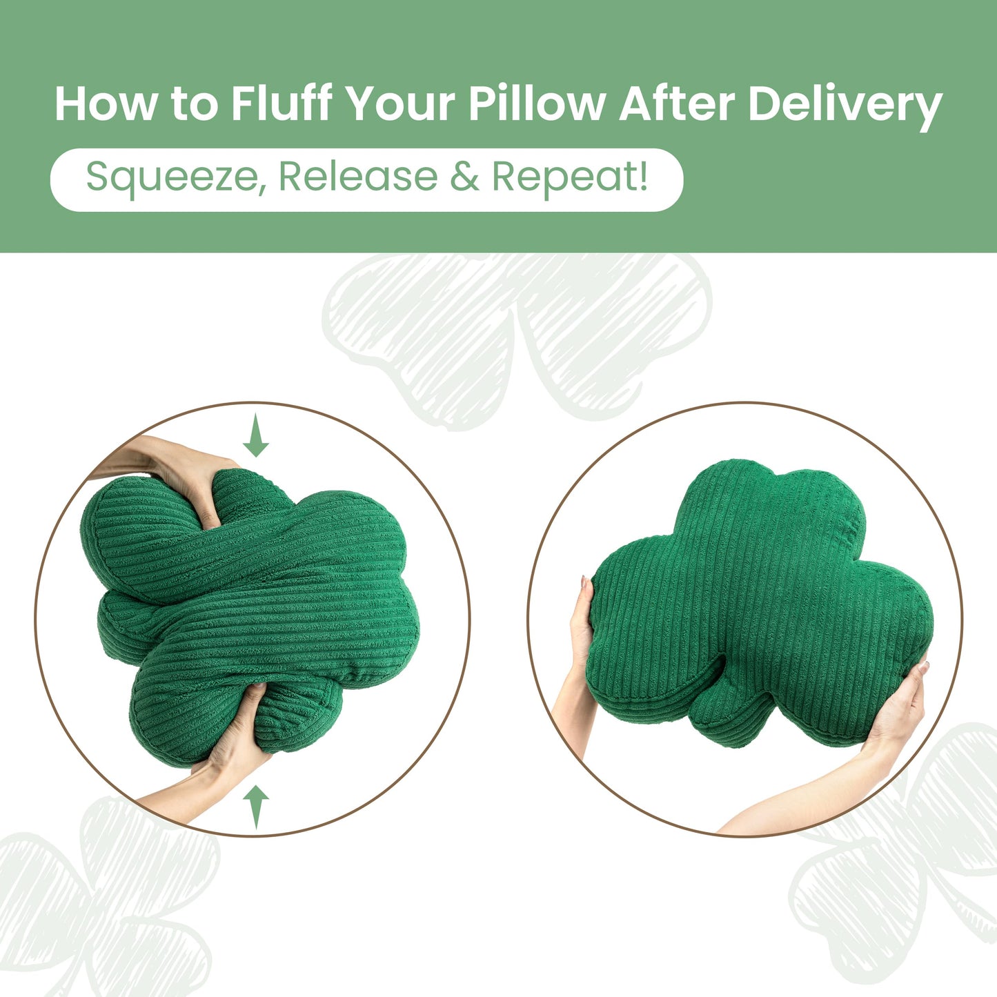 AELS Shamrock Pillow Set of 2, St. Patrick's Day Decorative Throw Pillow, 15.7" Corduroy Striped Cute Cushion for Living Room & Bedroom, Perfect for Holiday Home Decor, Irish Green