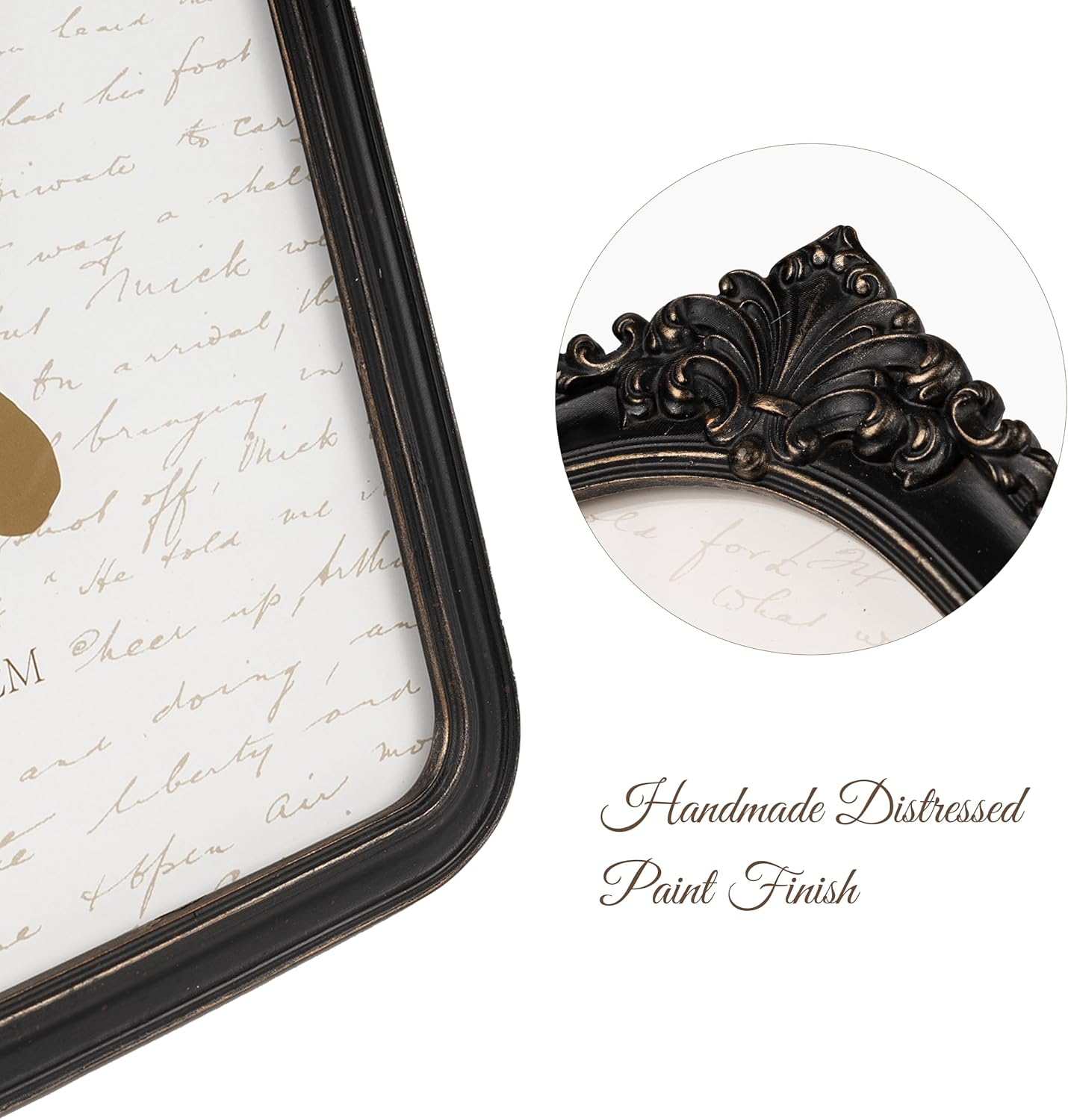 AELS 8x10 Inch Vintage Black Picture Frame, Elegant Antique Photo Frames with Glass Front, Photo Display, Tabletop Wall Hanging, Gift Ideas, Black and Bronze