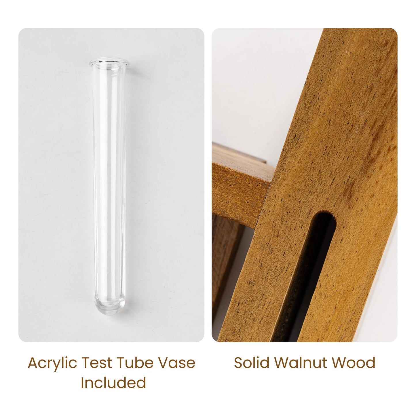 AELS Black Wall Mounted Key Holder with Acrylic Vase & Mail Organizer, Wooden Entryway Key Rack with 5.9" Test Tube Vase, Decorative Key Hanger with Slot for Keys and Letters, Gift Idea