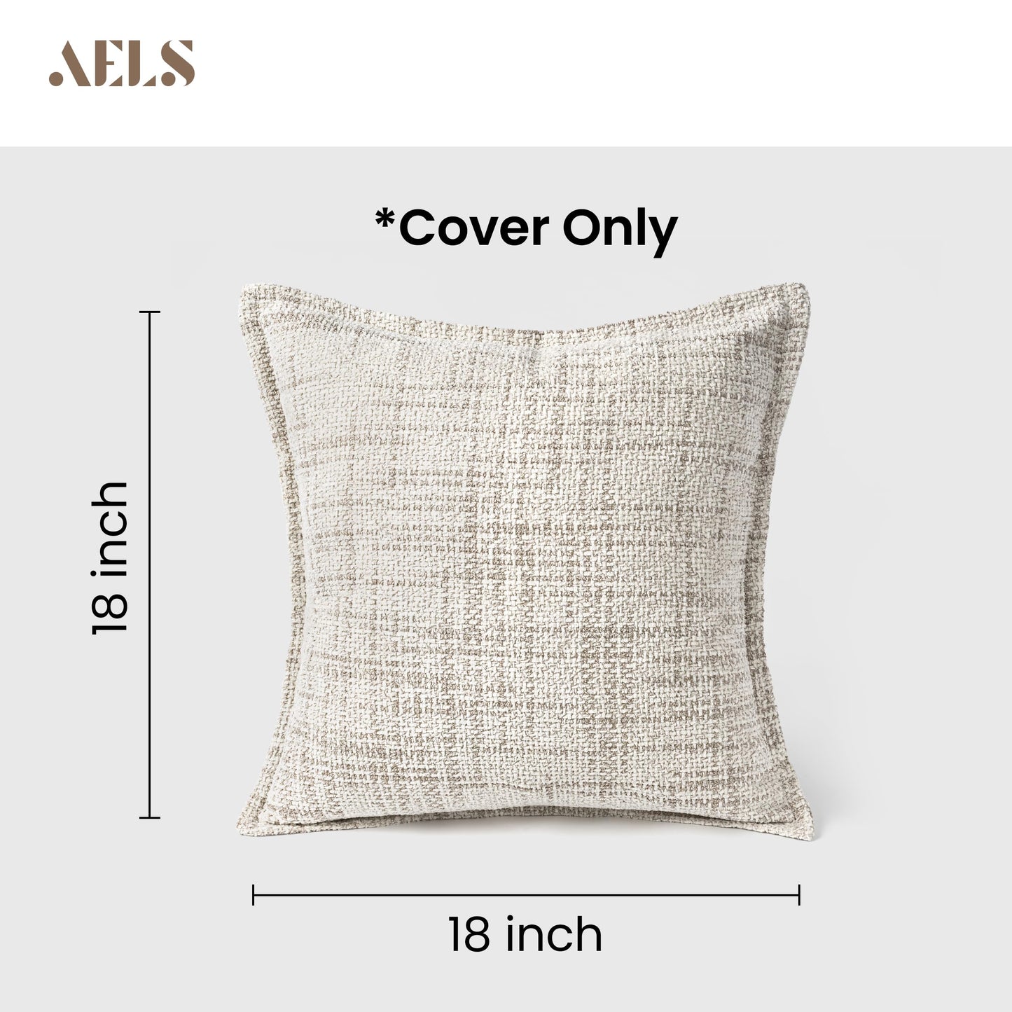 AELS 16x16 Decorative Chenille Farmhouse Throw Pillow Covers, Woven Pillow Case, Set of 2, Boho Textured Cushion Cover for Sofa Couch Living Room (Cover ONLY), Beige