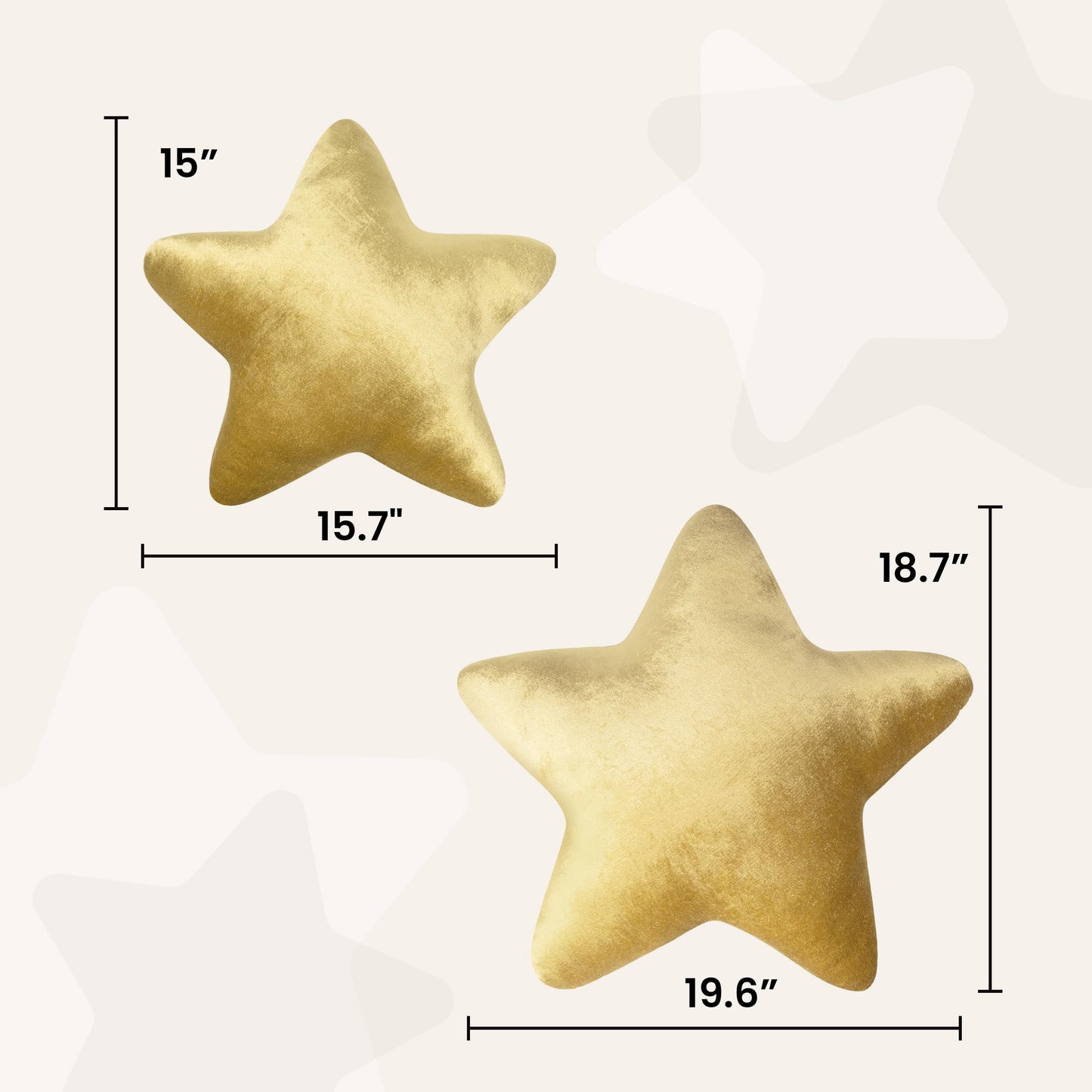 AELS Star Pillow - 19.6" Soft Velvet Star Shaped Decorative Throw Pillow for Couch, Bed, Living Room, Nursery, Home Decor Gift for Christmas, Birthday, Baby Shower, Gold