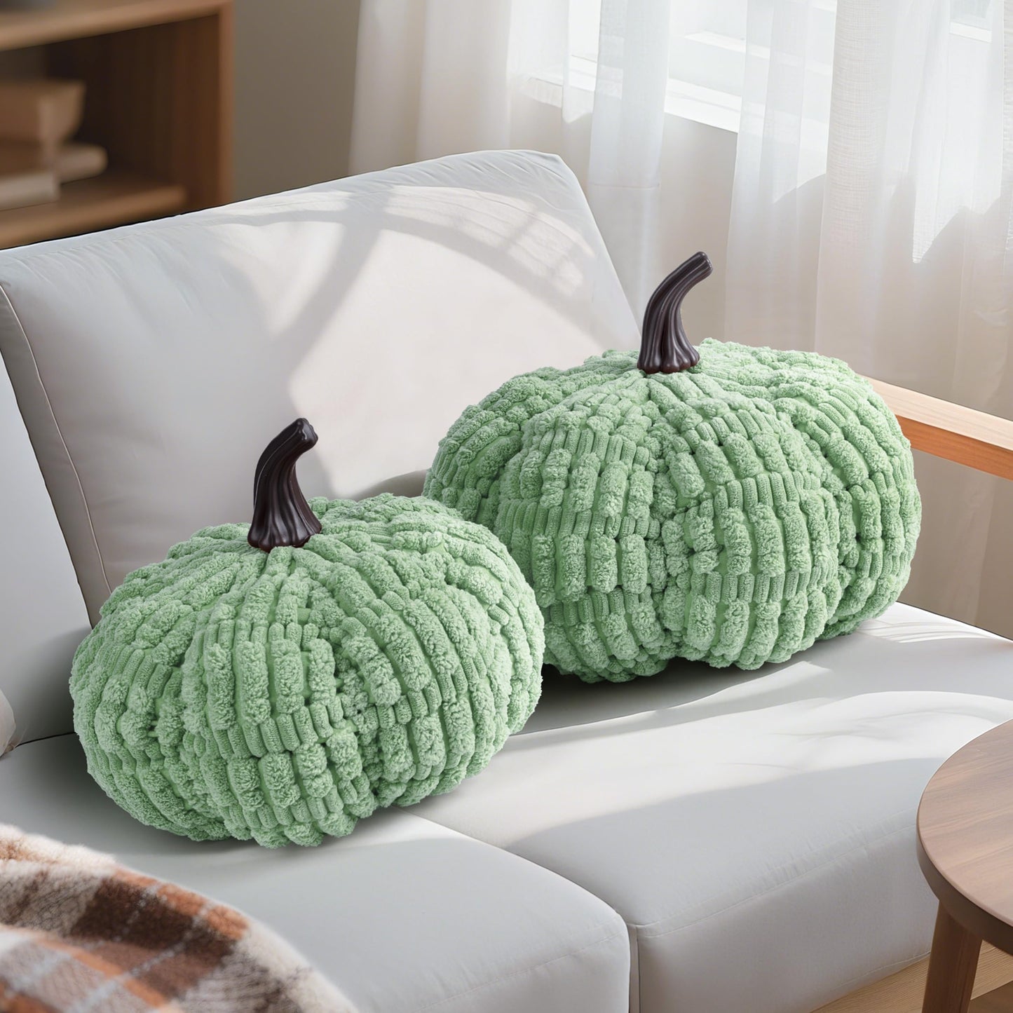 AELS Pumpkin Pillows Halloween Pumpkin Pillow, Fall Thanksgiving Decorative Throw Pillow, 14 Inch 3D Pumpkin Throw Pillows for Home, Party, Gift, Pumpkin Orange