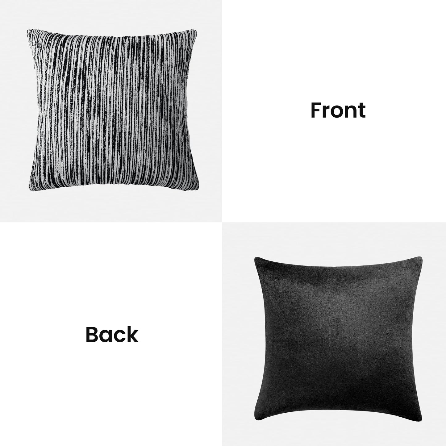 AELS 18x18 Decorative Farmhouse Throw Pillow Covers, Chenille Striped Pillow Case, Set of 2, Boho Textured Cushion Cover for Sofa Couch Living Room (Cover ONLY), Black and White
