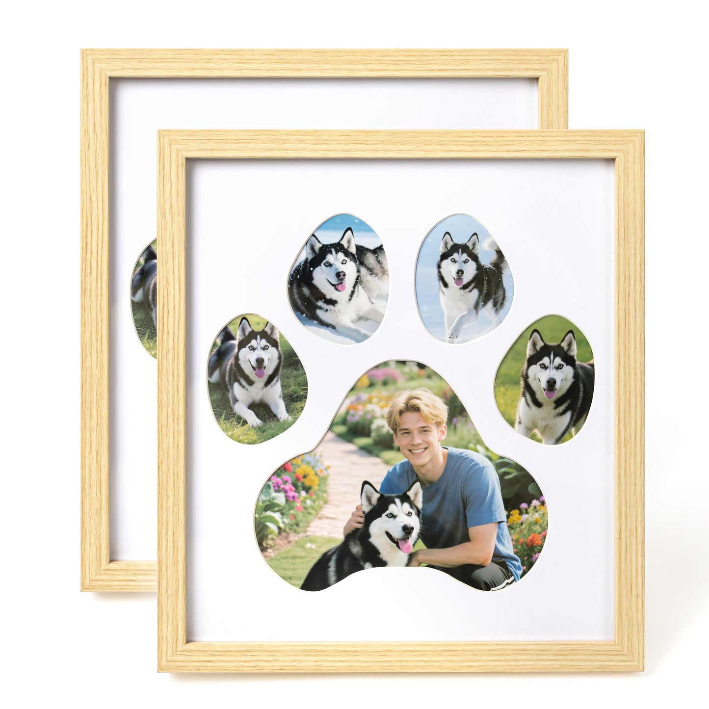 AELS Dog Paw Print Photo Collage Frame, Holds 5 Pictures of Pets & Owners, Ideal Gift for Dog Lovers Moms & Dads, Black Pet Memorial Keepsake and Wall Décor, 10.24" x 11.4"