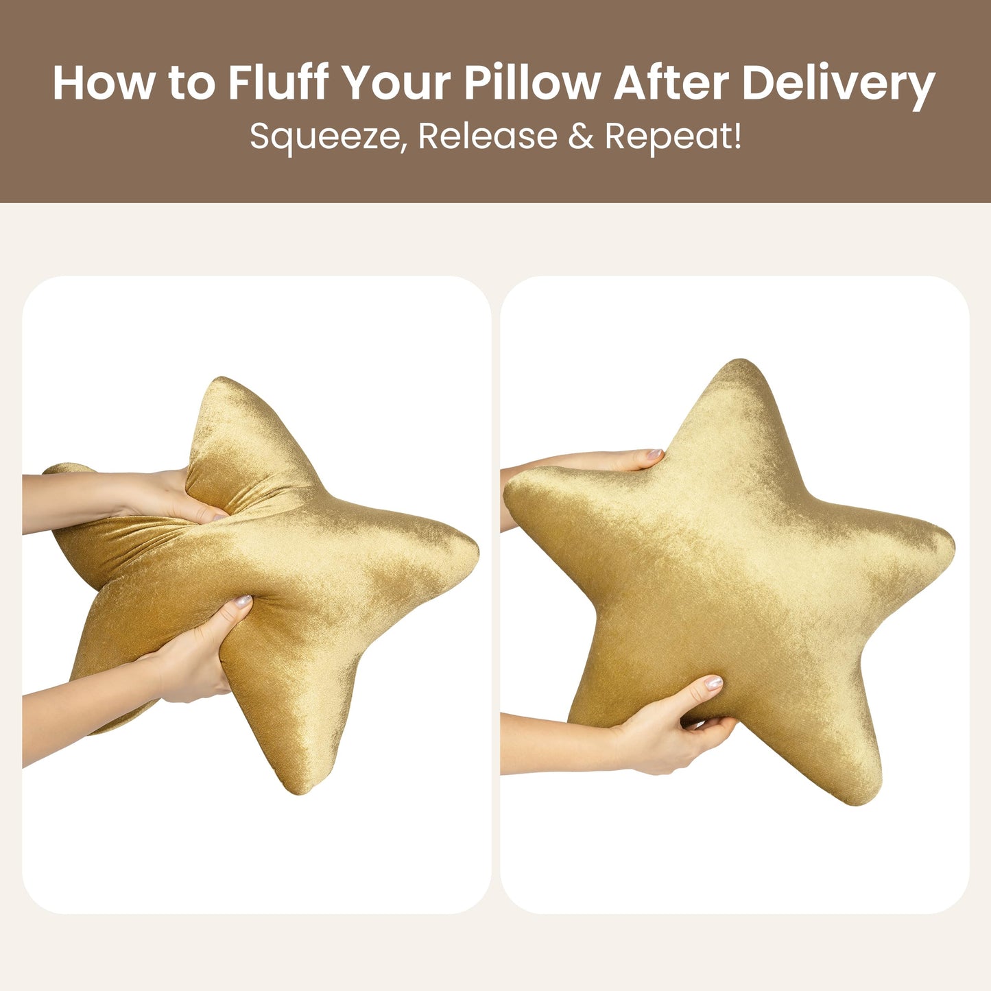AELS Star Pillow - 19.6" Soft Velvet Star Shaped Decorative Throw Pillow for Couch, Bed, Living Room, Nursery, Home Decor Gift for Christmas, Birthday, Baby Shower, Gold