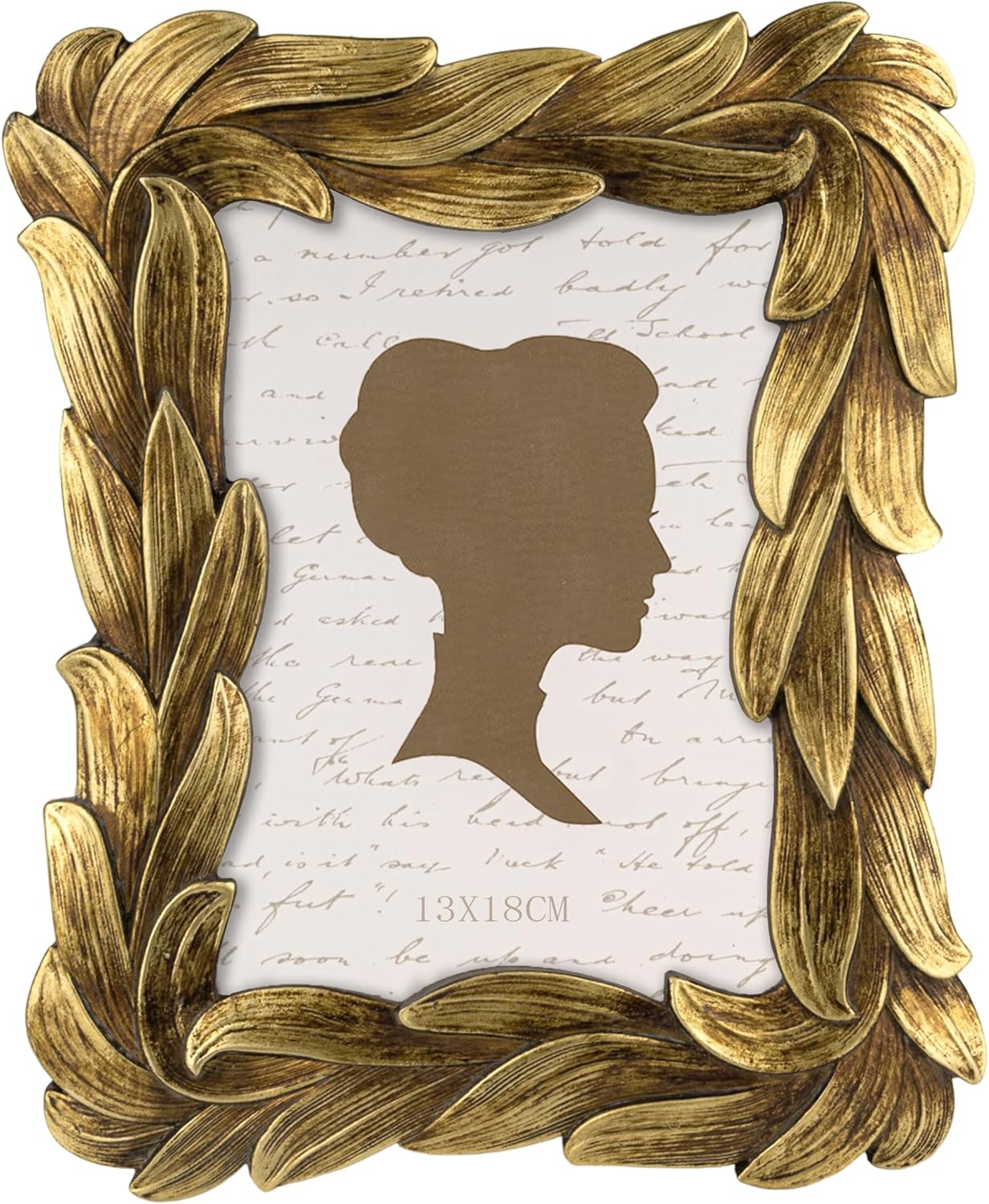 AELS 5x7 Inch Vintage Leaf Picture Frame, Elegant Antique Photo Frames with Glass Front, Photo Display, Tabletop Wall Hanging, Gift Ideas, Golden Bronze