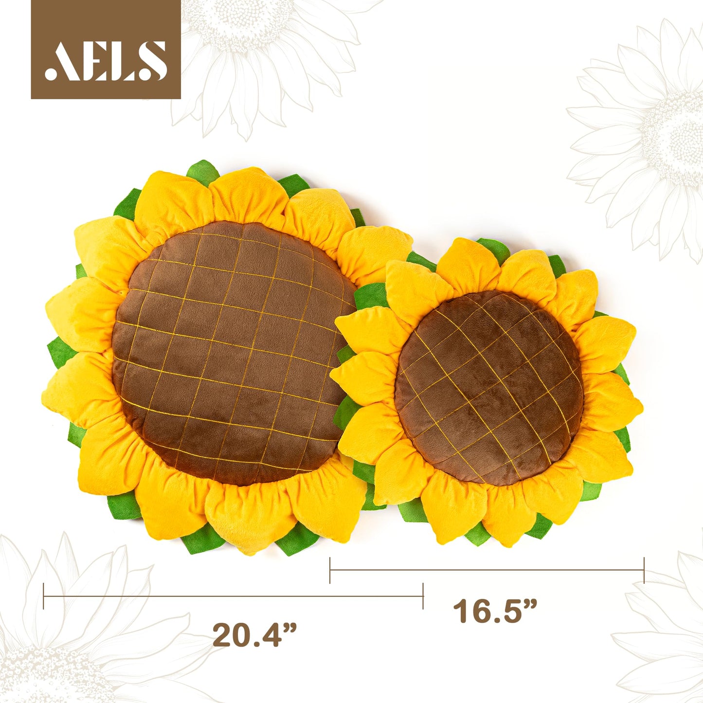 AELS 20.4" Sunflower Pillow, 3D Decorative Throw Pillow, Cute Sunflower Decor for Plant Lover, Sofa Couch Living Room Bedroom Nursery Decor, Yellow