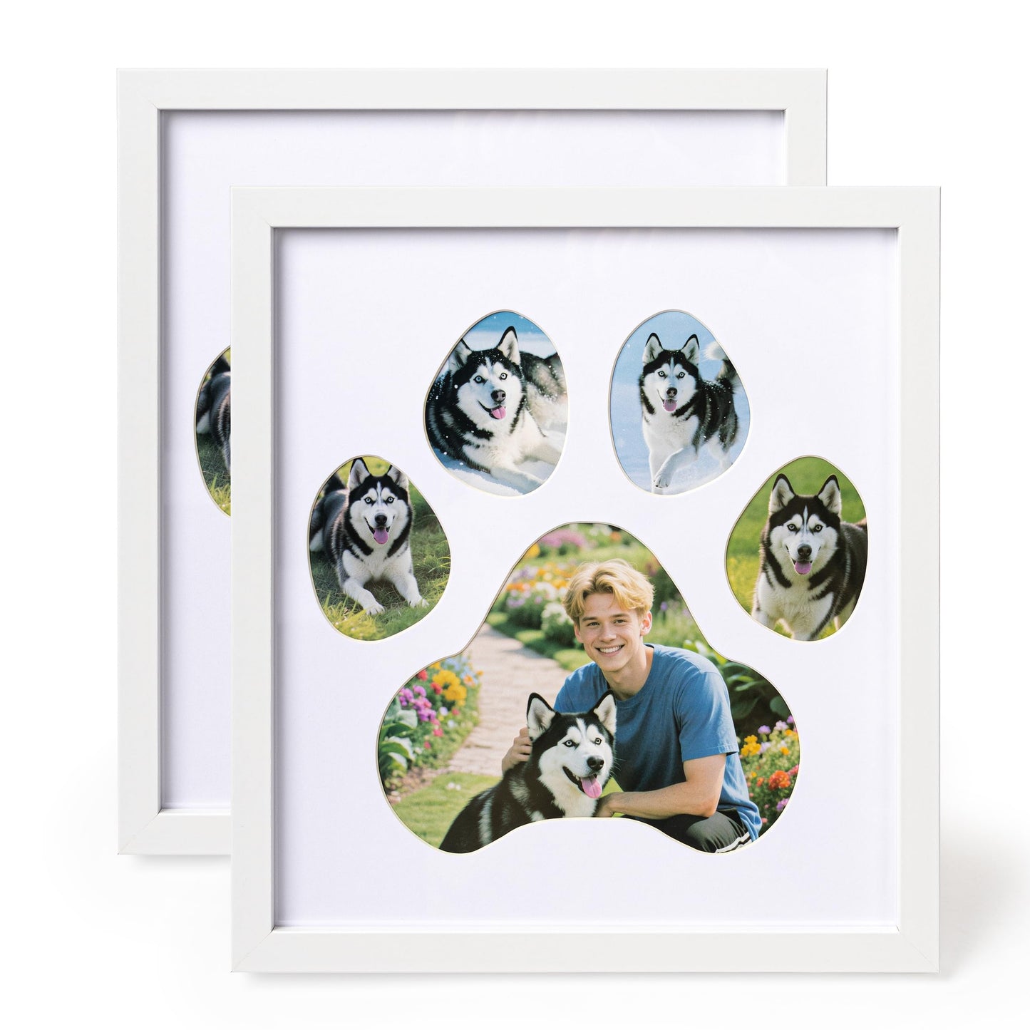 AELS Dog Paw Print Photo Collage Frame, Holds 5 Pictures of Pets & Owners, Ideal Gift for Dog Lovers Moms & Dads, Black Pet Memorial Keepsake and Wall Décor, 10.24" x 11.4"