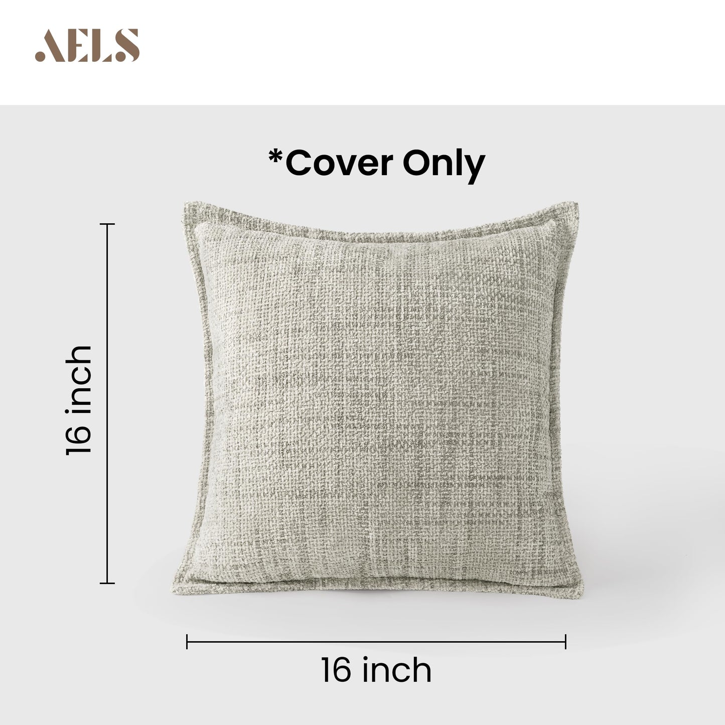 AELS 16x16 Decorative Chenille Farmhouse Throw Pillow Covers, Woven Pillow Case, Set of 2, Boho Textured Cushion Cover for Sofa Couch Living Room (Cover ONLY), Beige