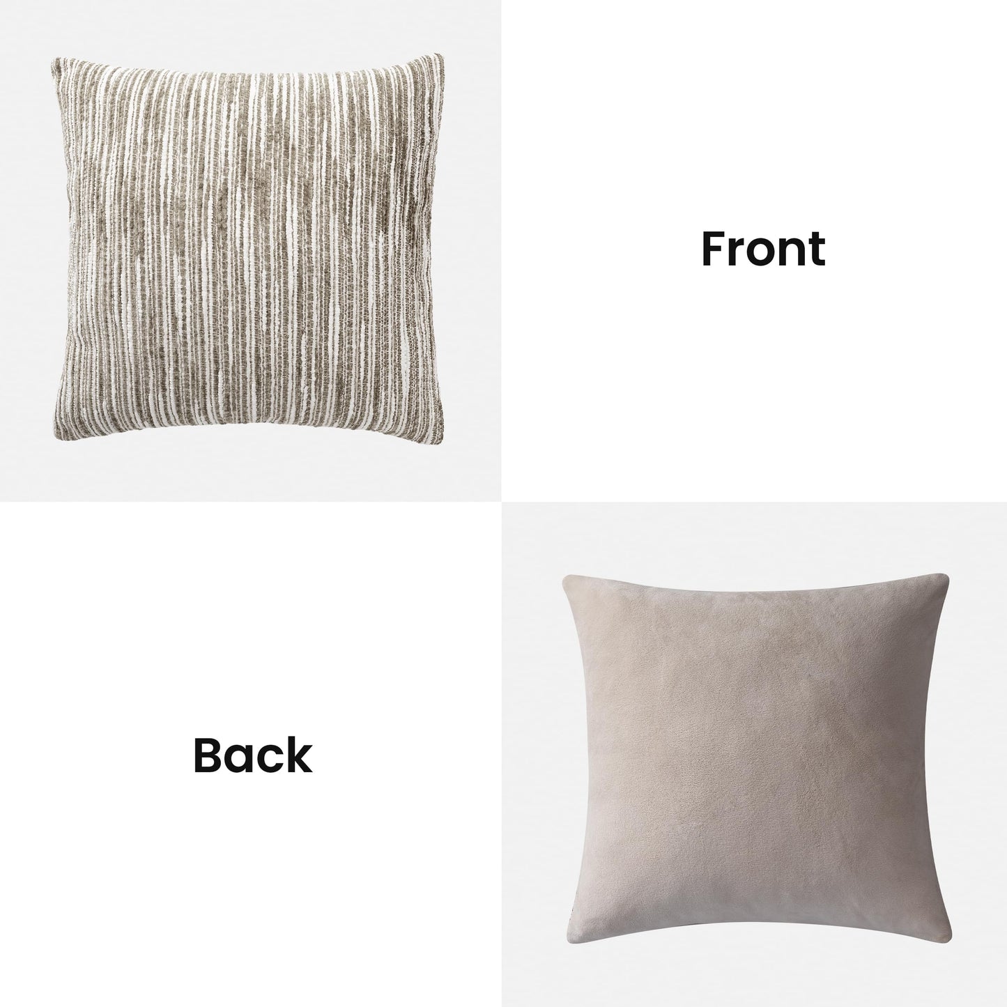 AELS 18x18 Decorative Farmhouse Throw Pillow Covers, Chenille Striped Pillow Case, Set of 2, Boho Textured Cushion Cover for Sofa Couch Living Room (Cover ONLY), Black and White