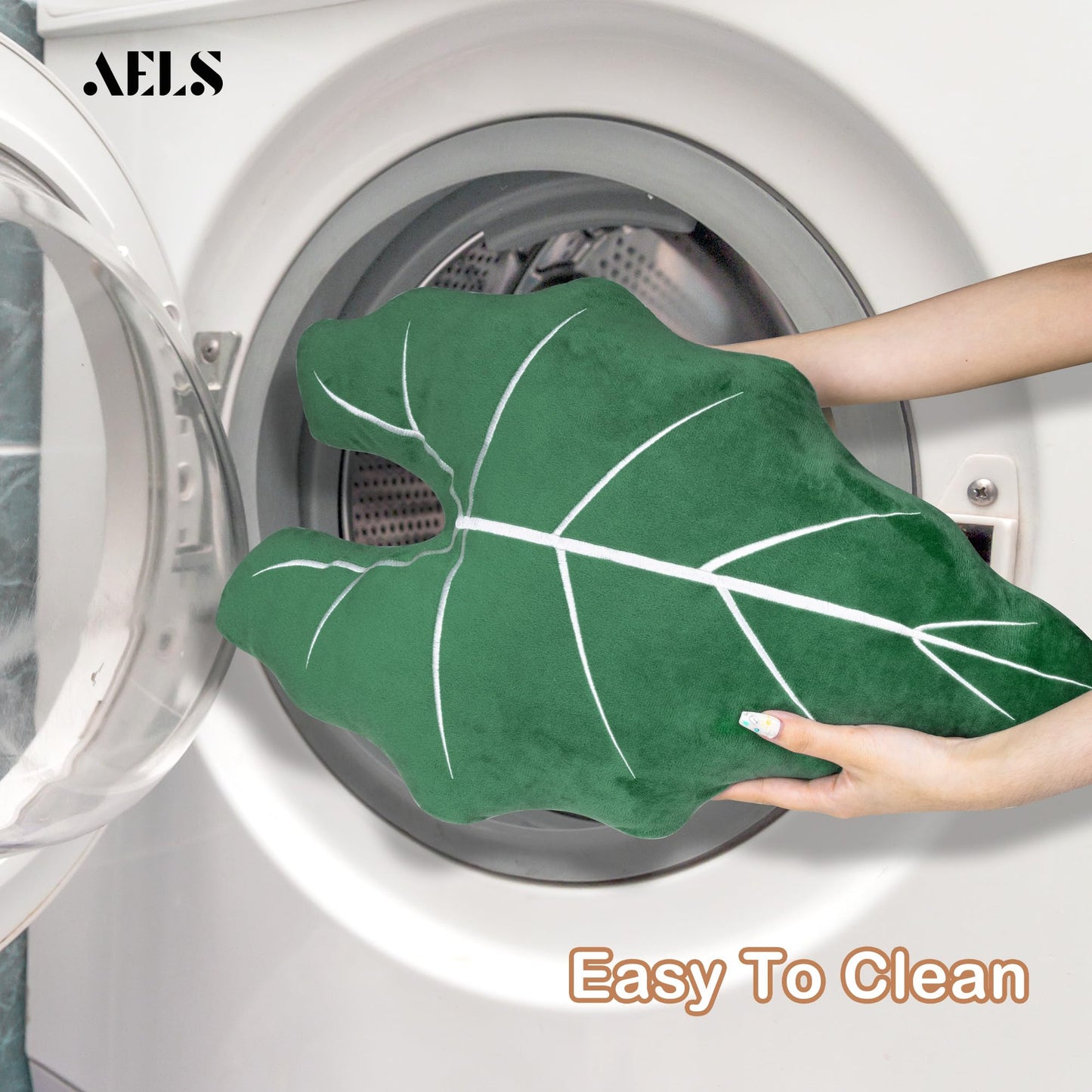 AELS Set of 2 3D Leaves Decorative Throw Pillows, 19"& 15" Philodendron Gloriosum Plush Pillow Set for Plant Lovers Garden Lovers, Living Room Bedroom Nursery Decor, Light Green & Dark Green