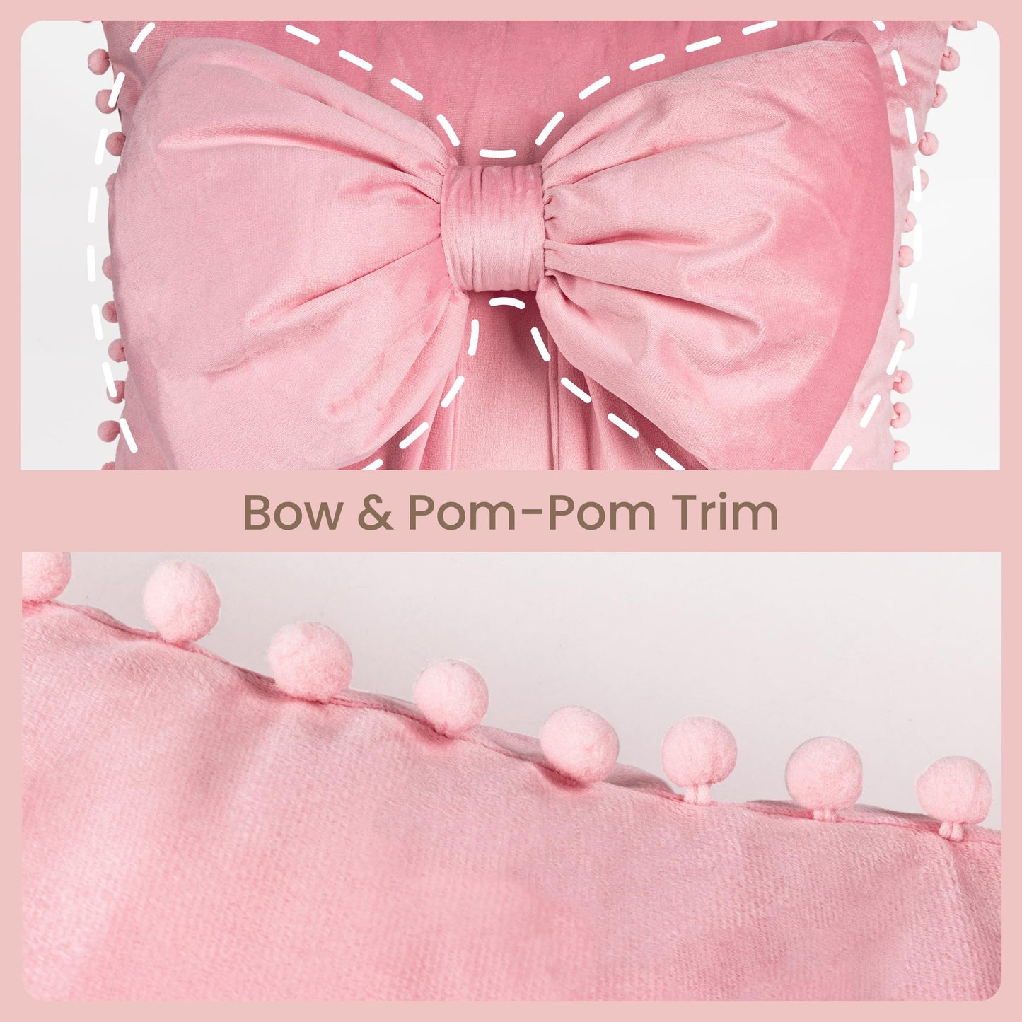 AELS Bow Pillow Cover, 18x18 Bow Decorative Set of 2, Velvet Bowknot Pillow Cover with Pom-poms for Valentine's Day, Wedding, Christmas, Living Room, Bedroom, Nursery Decor, Navy Blue