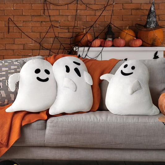 AELS Ghost Decorative Throw Pillow Cover Set of 3, Halloween Decorations, 19.6" &17.3" &15.7" Halloween Pillows Case for Holiday Party Home, Decor for Living Room Bedroom, Cover ONLY, Without Insert