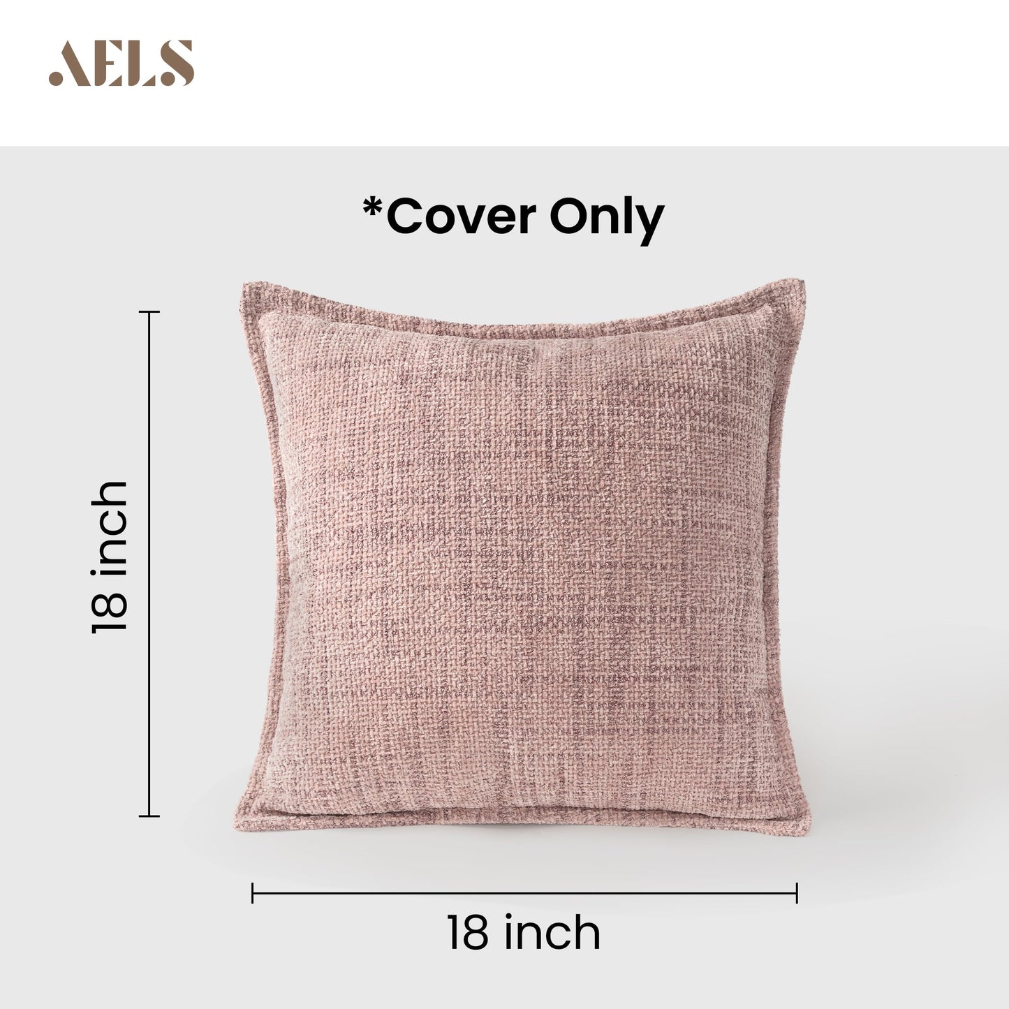AELS 16x16 Decorative Chenille Farmhouse Throw Pillow Covers, Woven Pillow Case, Set of 2, Boho Textured Cushion Cover for Sofa Couch Living Room (Cover ONLY), Beige