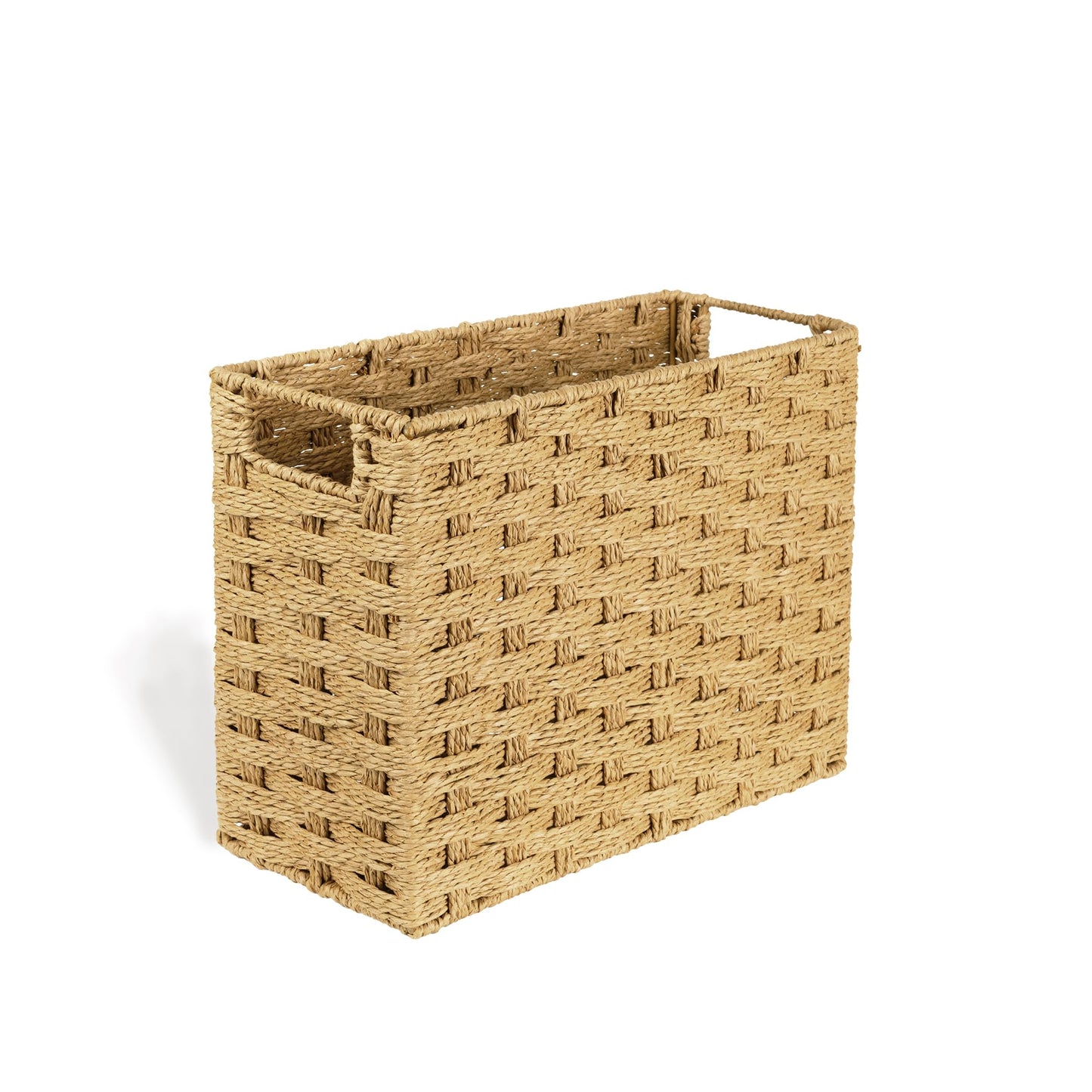 AELS Woven Natural Fibre Magazine Holder, Scalloped Edge Magazine Rack Floor, Hand-woven Magazine Organizer, Magazine Basket, Boho Modern Farmhouse Book Basket, File Newspaper Mail Holder for Office