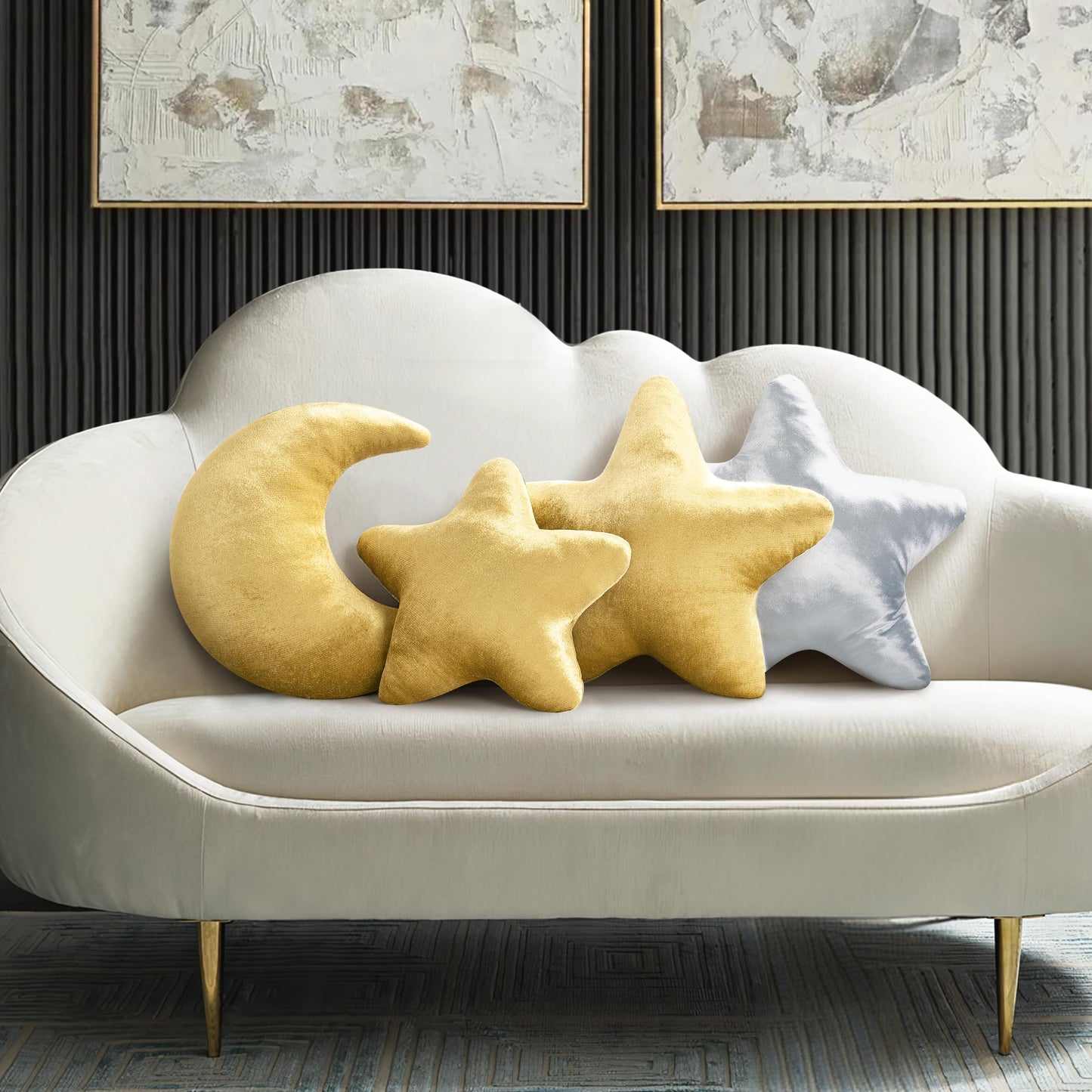 AELS Star Pillow - 19.6" Soft Velvet Star Shaped Decorative Throw Pillow for Couch, Bed, Living Room, Nursery, Home Decor Gift for Christmas, Birthday, Baby Shower, Gold