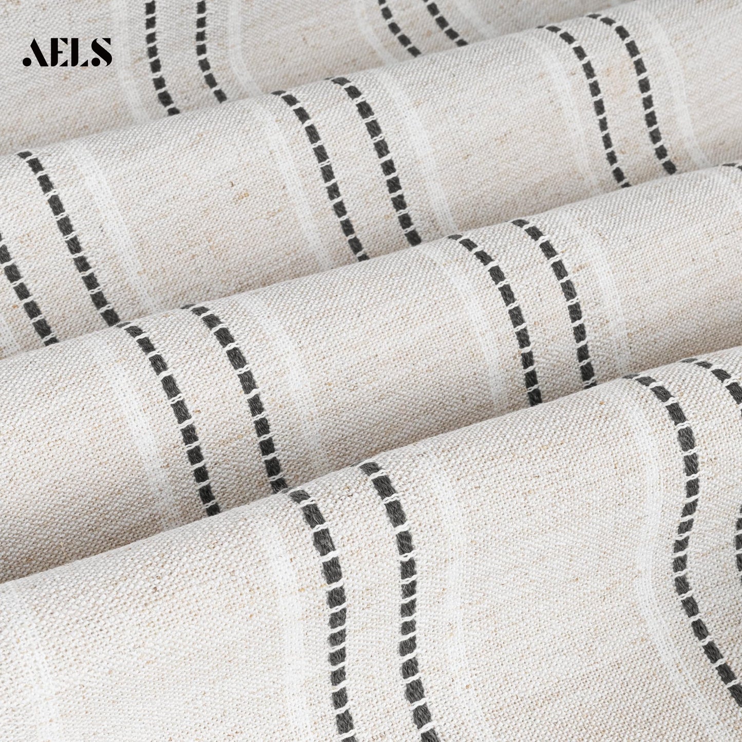 AELS Farmhouse Hanging Laundry Hamper with 2 Hooks, Washable Beige & Stripes Laundry Bag with Zipper & Wide Open Top, Over the Door Organizer for Dirty Clothes, Space Saving Storage