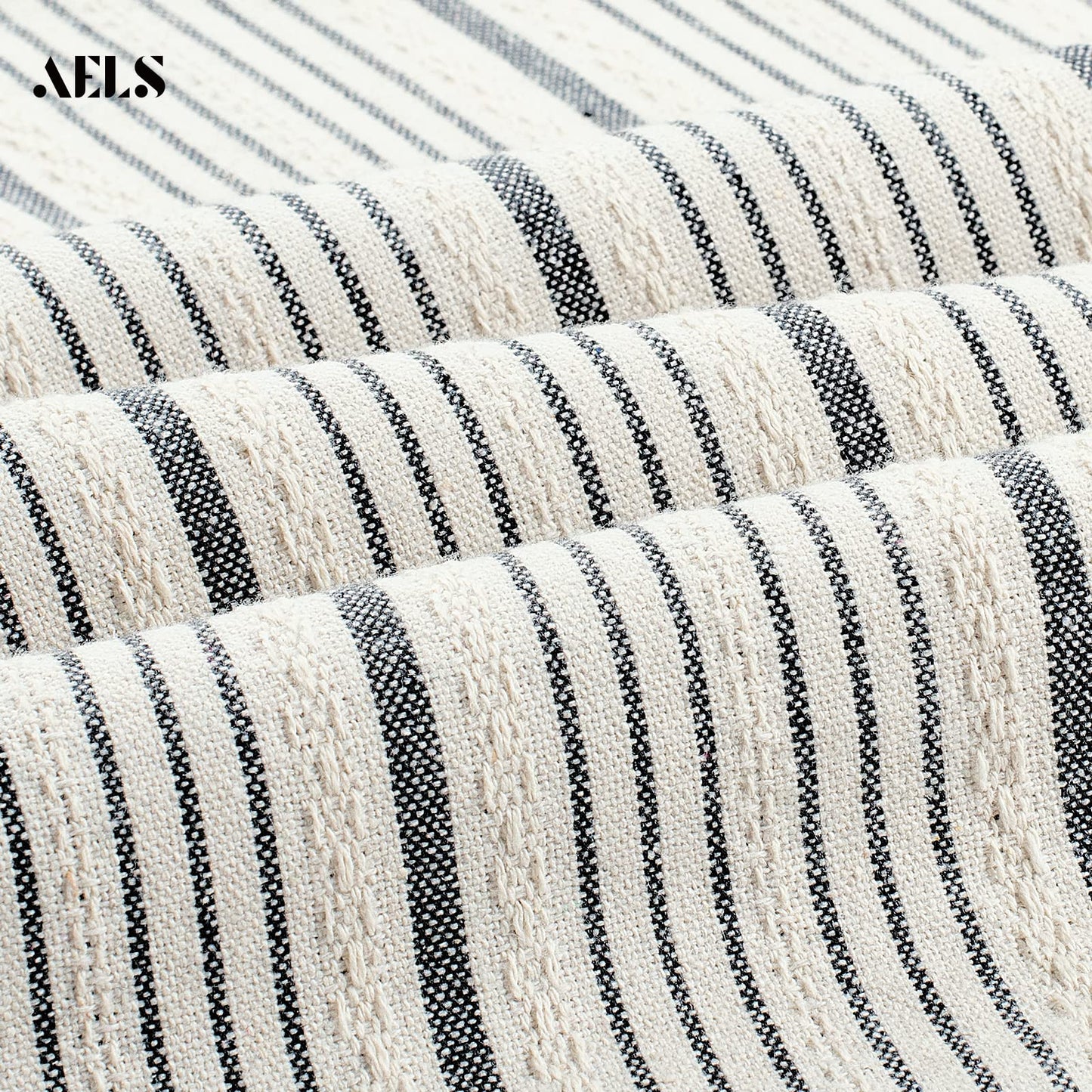 AELS Farmhouse Hanging Laundry Hamper with 2 Hooks, Washable Beige & Stripes Laundry Bag with Zipper & Wide Open Top, Over the Door Organizer for Dirty Clothes, Space Saving Storage