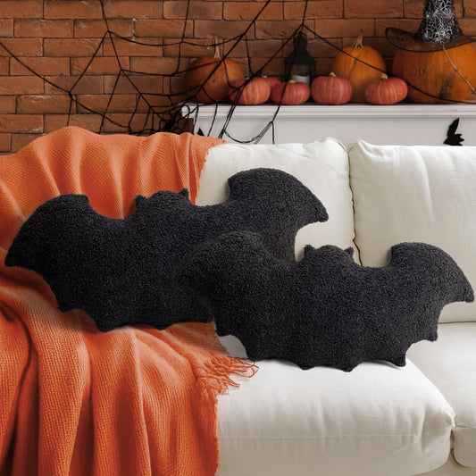 AELS Bat Pillow Set of 2, 23.6"&19.6" Bats Plush Pillow, Halloween Pillows for Holiday Party Home, Halloween Decorations for Living Room Bedroom, Black