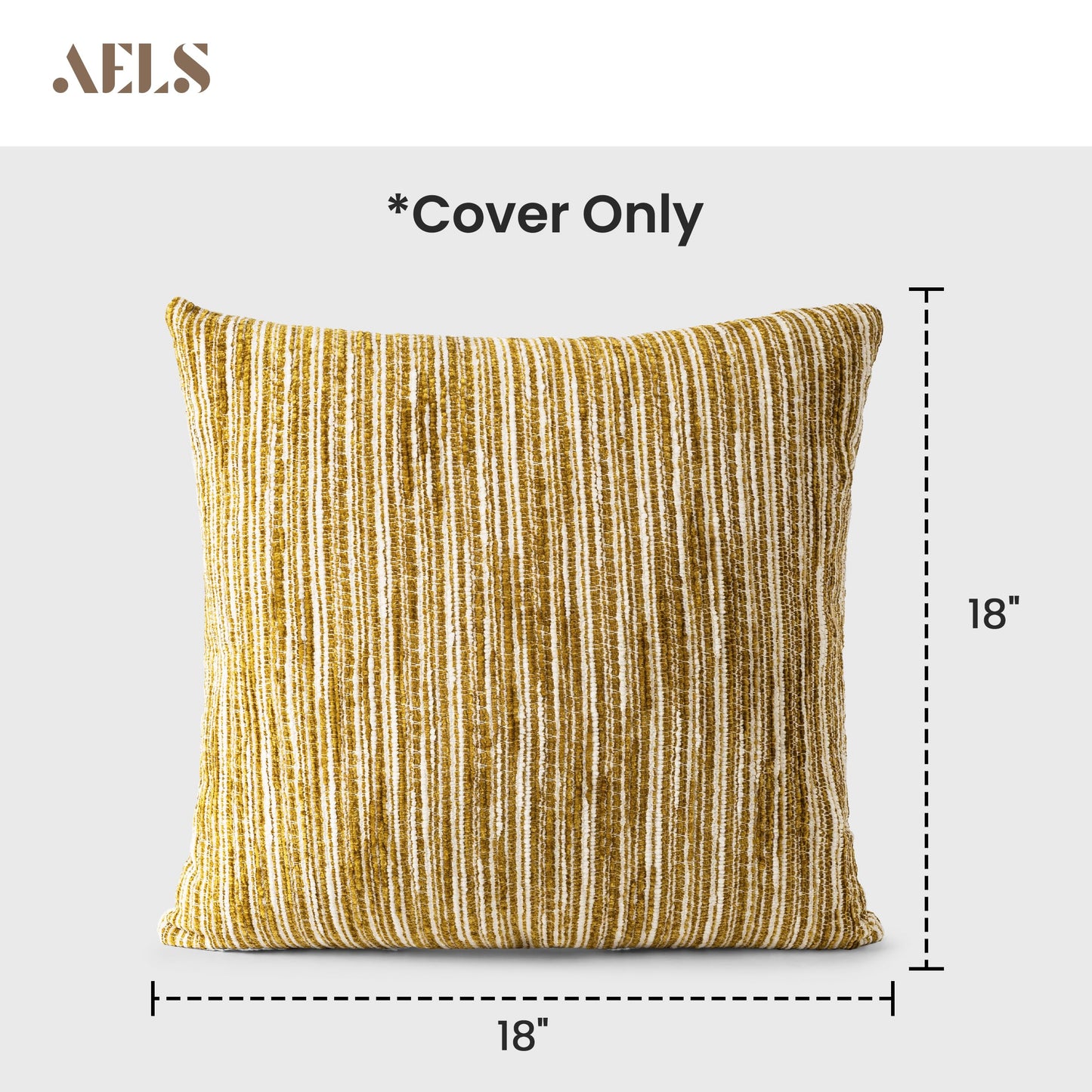 AELS 18x18 Decorative Farmhouse Throw Pillow Covers, Chenille Striped Pillow Case, Set of 2, Boho Textured Cushion Cover for Sofa Couch Living Room (Cover ONLY), Black and White