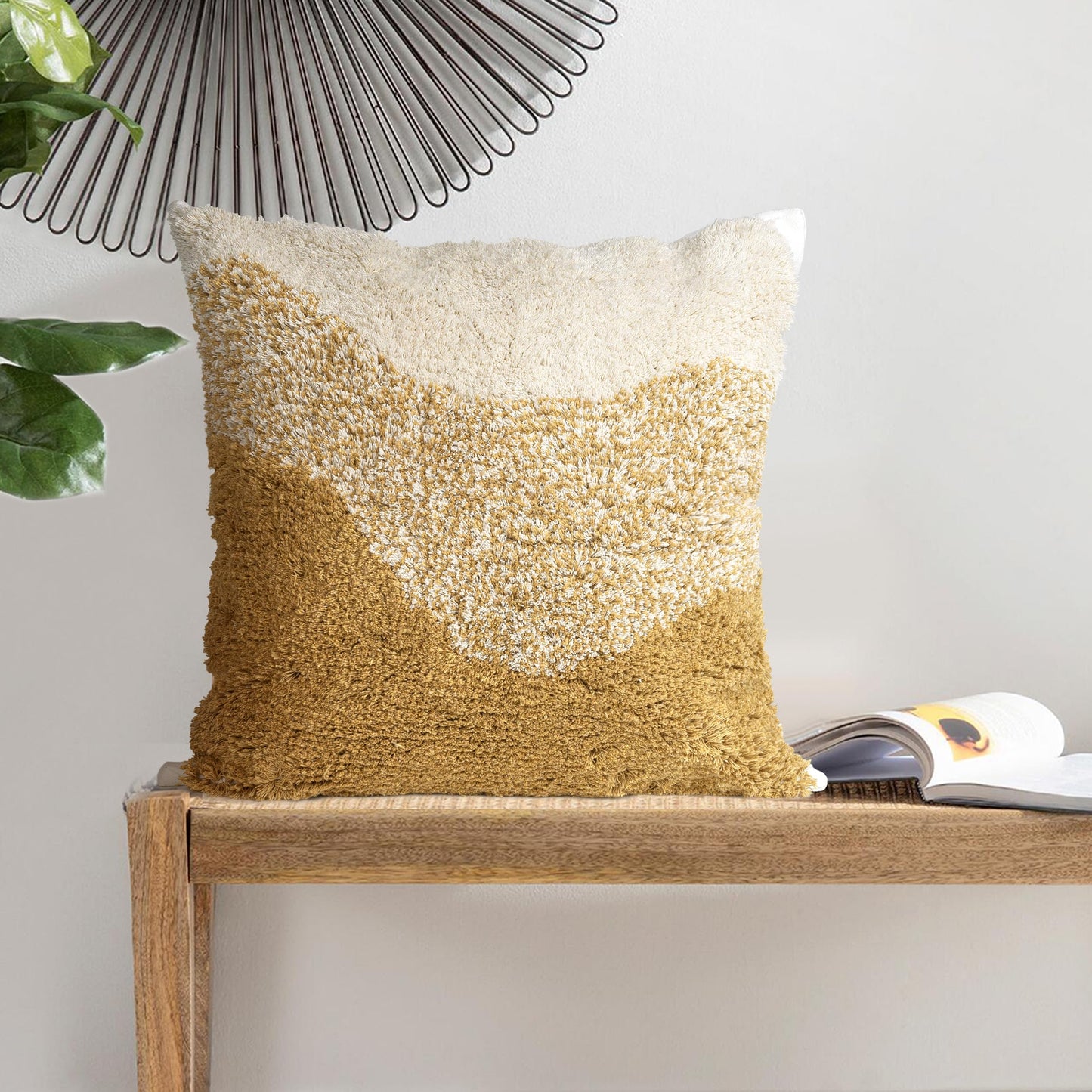 AELS Boho Decorative Textured Throw Pillow Covers 18x18, Modern Abstract Mid Century Pillow Case, Farmhouse Neutral Cushion Case for Bed Couch Sofa, Ombre Light Brown