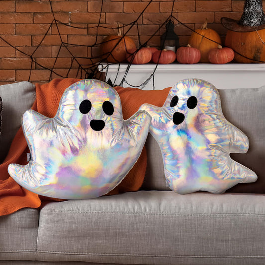 AELS 19.6" Ghost Decorative Throw Pillow Set of 2, Ghost Shaped Spooky Plush Pillows, Halloween Decorations, Halloween Pillows for Holiday Party Home, Decor for Living Room Bedroom, White