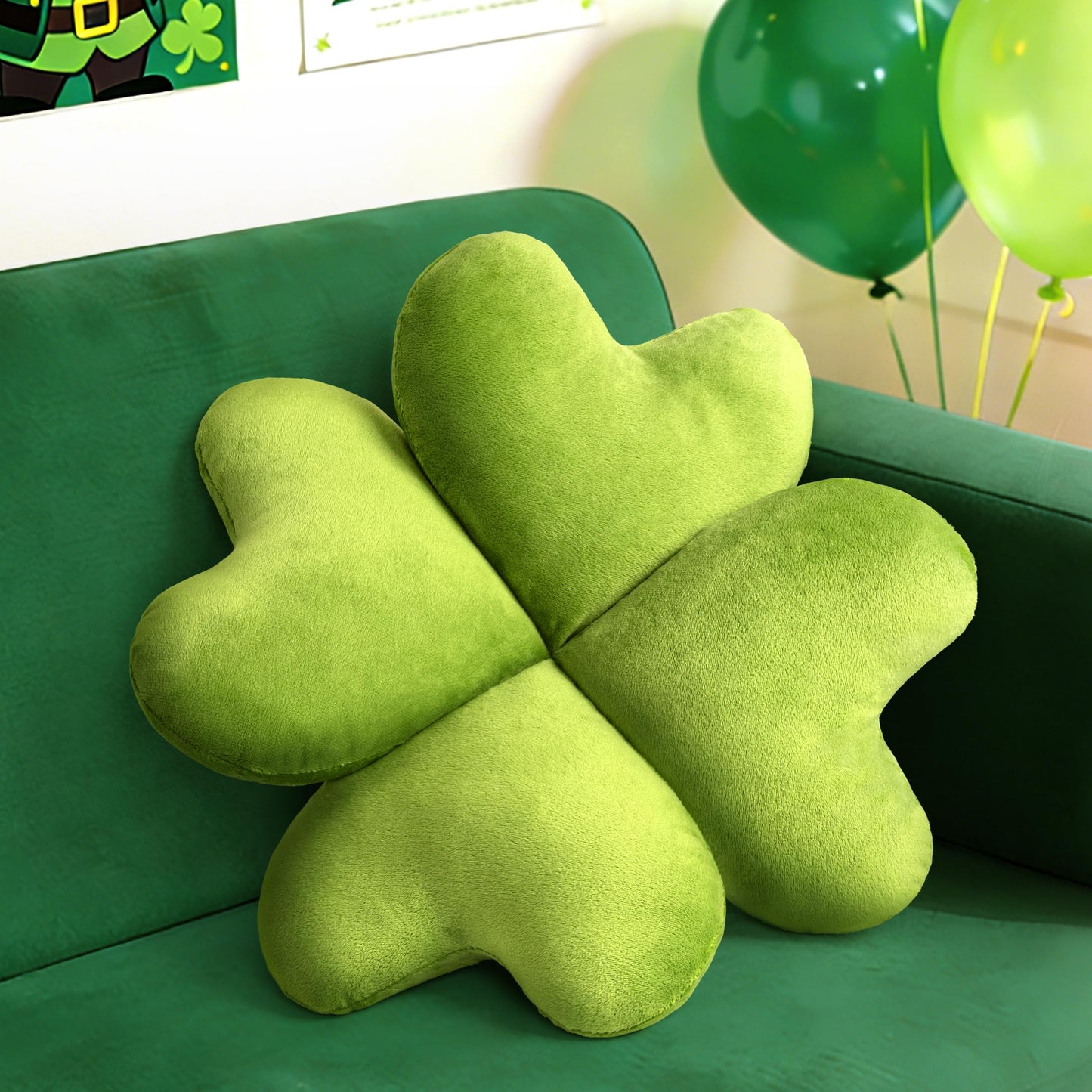 AELS Shamrock Pillow Set of 2, St. Patrick's Day Decorative Throw Pillow, 15.7" Corduroy Striped Cute Cushion for Living Room & Bedroom, Perfect for Holiday Home Decor, Irish Green