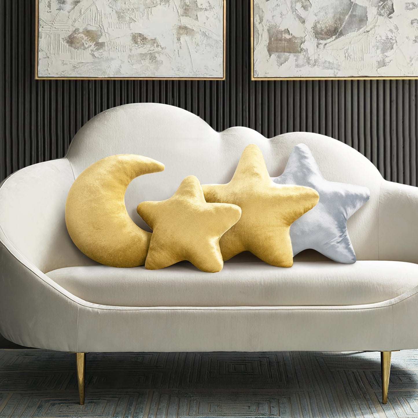 AELS Star Pillow - 19.6" Soft Velvet Star Shaped Decorative Throw Pillow for Couch, Bed, Living Room, Nursery, Home Decor Gift for Christmas, Birthday, Baby Shower, Gold