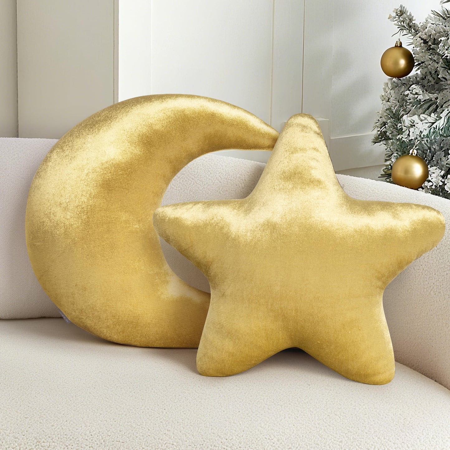 AELS Star Pillow - 19.6" Soft Velvet Star Shaped Decorative Throw Pillow for Couch, Bed, Living Room, Nursery, Home Decor Gift for Christmas, Birthday, Baby Shower, Gold