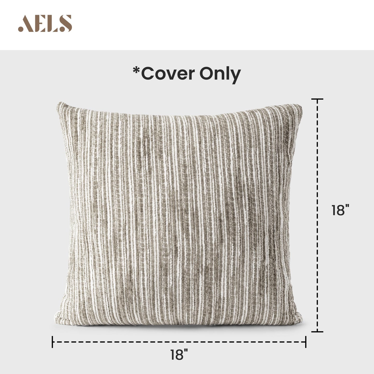 AELS 18x18 Decorative Farmhouse Throw Pillow Covers, Chenille Striped Pillow Case, Set of 2, Boho Textured Cushion Cover for Sofa Couch Living Room (Cover ONLY), Black and White