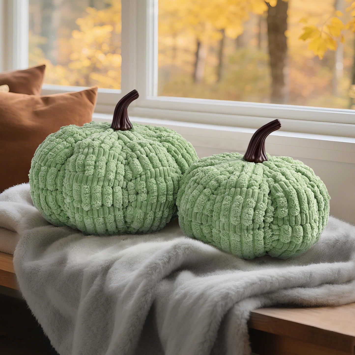 AELS Pumpkin Pillows Halloween Pumpkin Pillow, Fall Thanksgiving Decorative Throw Pillow, 14 Inch 3D Pumpkin Throw Pillows for Home, Party, Gift, Pumpkin Orange