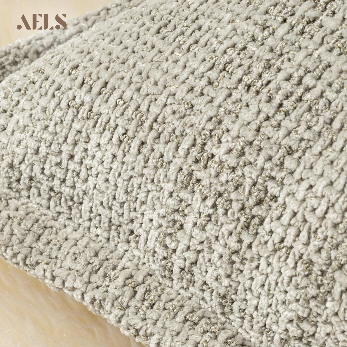 AELS 16x16 Decorative Chenille Farmhouse Throw Pillow Covers, Woven Pillow Case, Set of 2, Boho Textured Cushion Cover for Sofa Couch Living Room (Cover ONLY), Beige