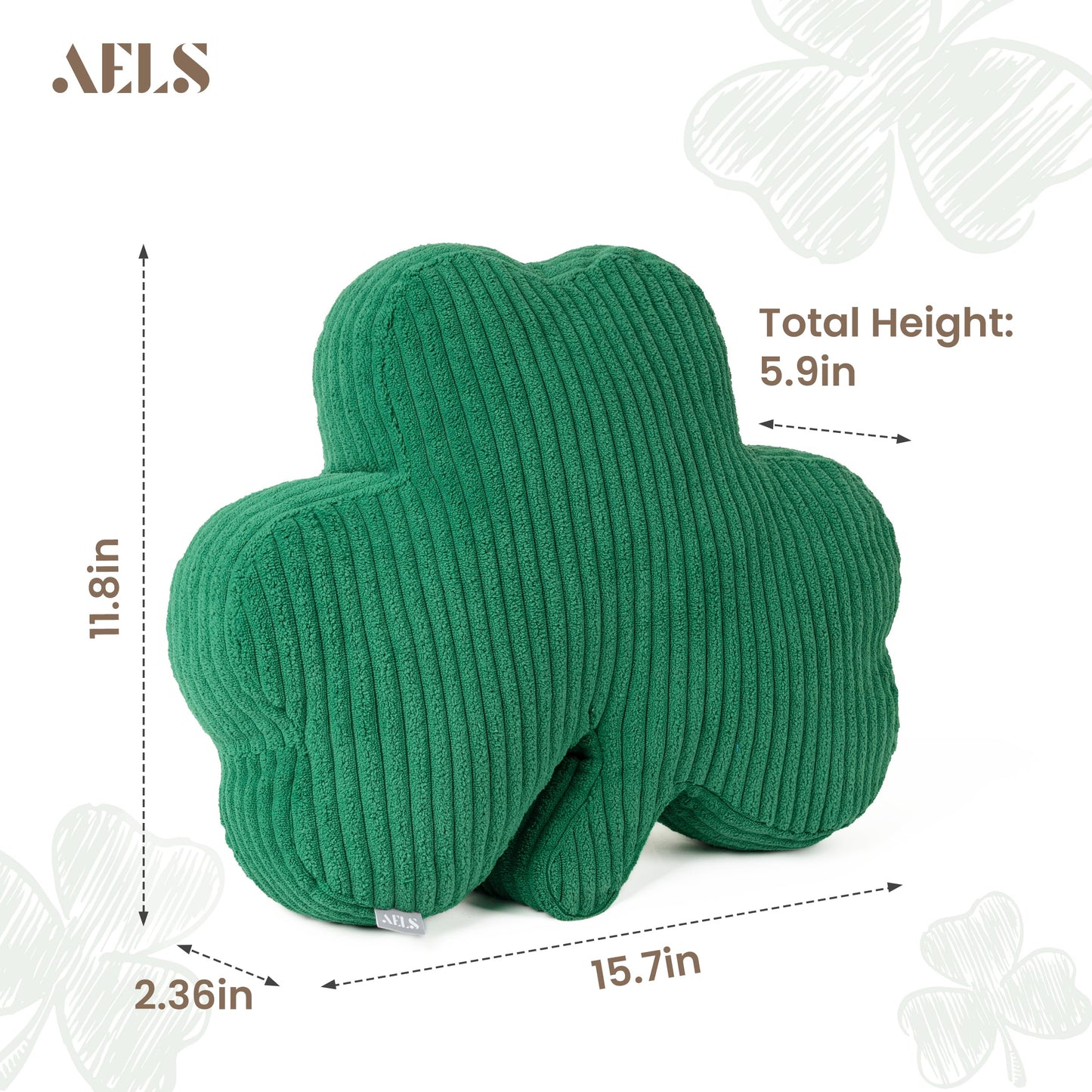 AELS Shamrock Pillow Set of 2, St. Patrick's Day Decorative Throw Pillow, 15.7" Corduroy Striped Cute Cushion for Living Room & Bedroom, Perfect for Holiday Home Decor, Irish Green